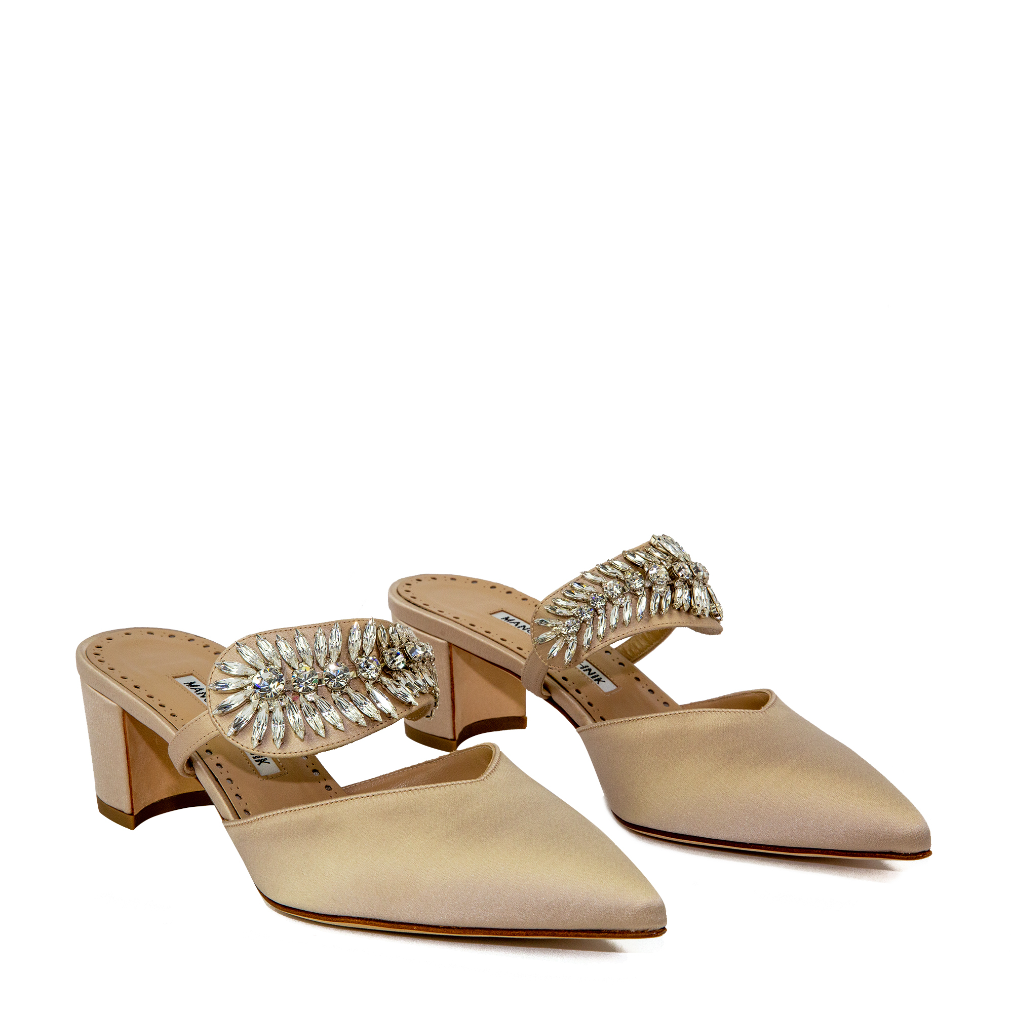 Sky satin mules, White