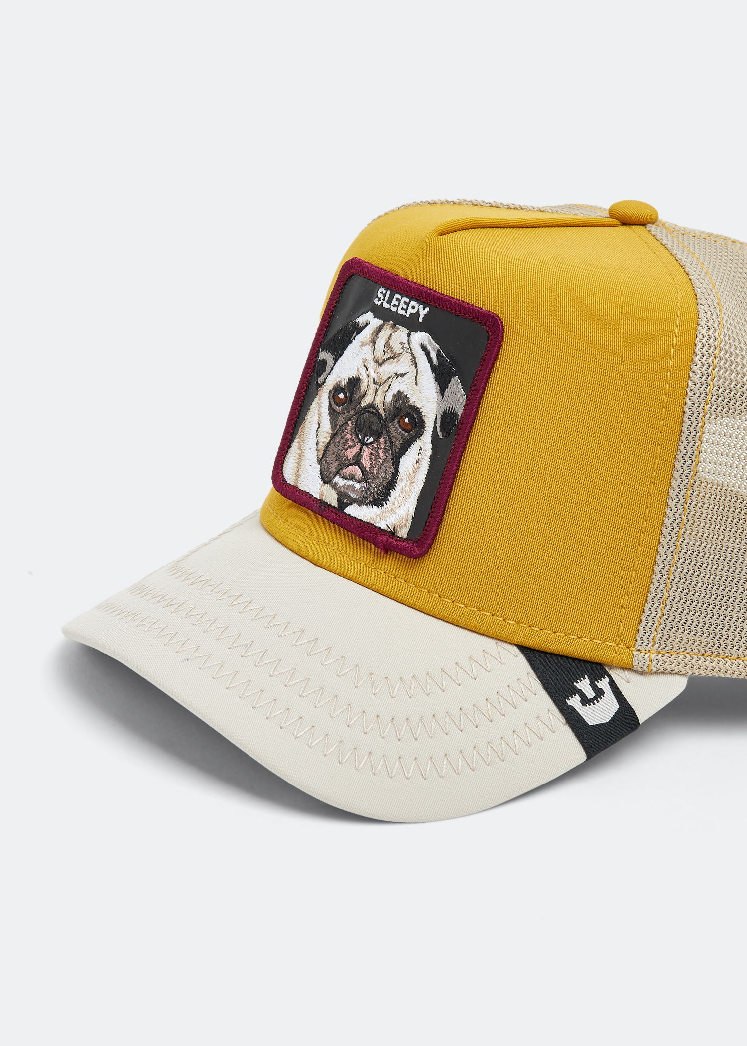 Sleepy Pug trucker cap, Yellow
