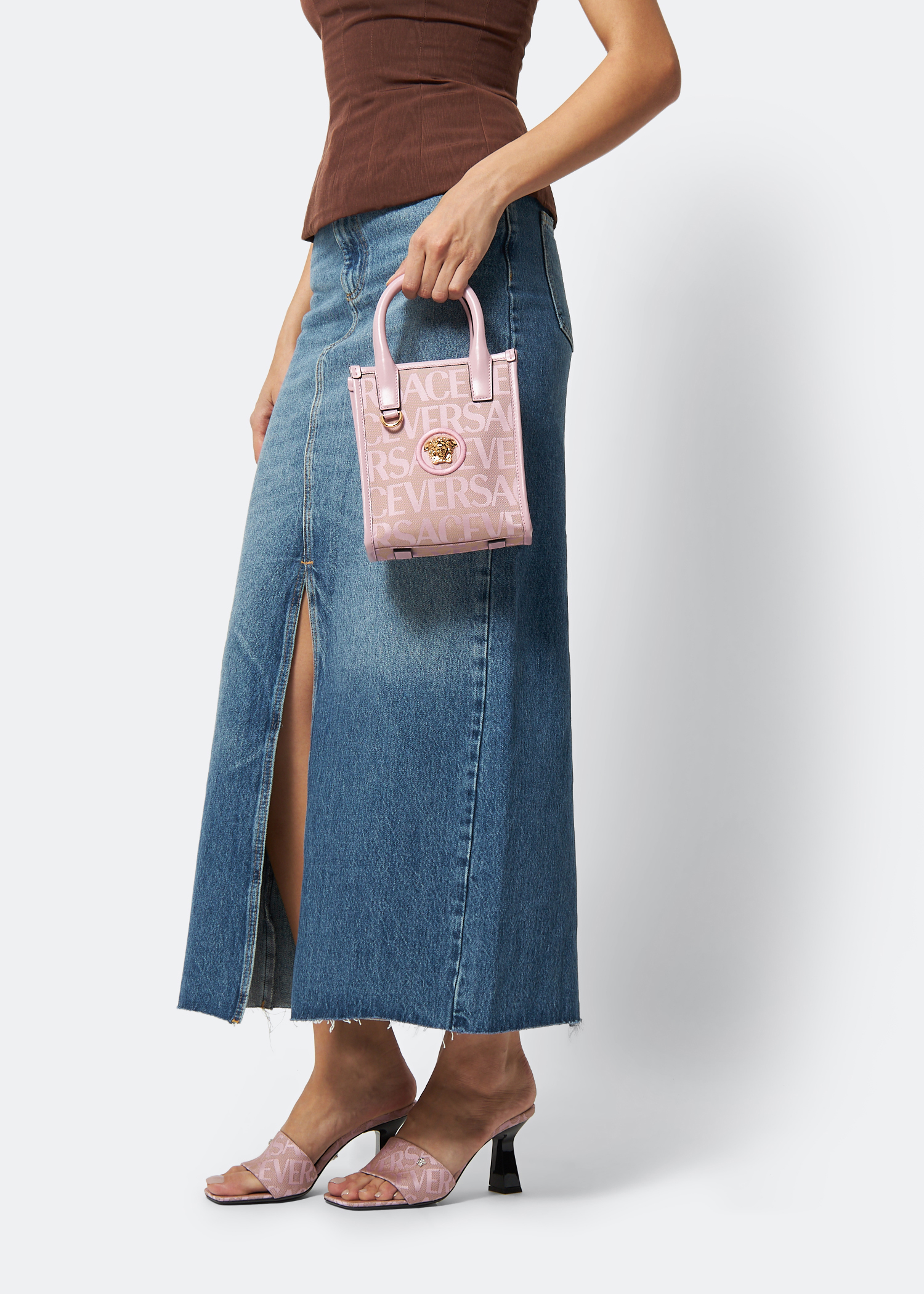 Versace Allover mini tote bag, Pink