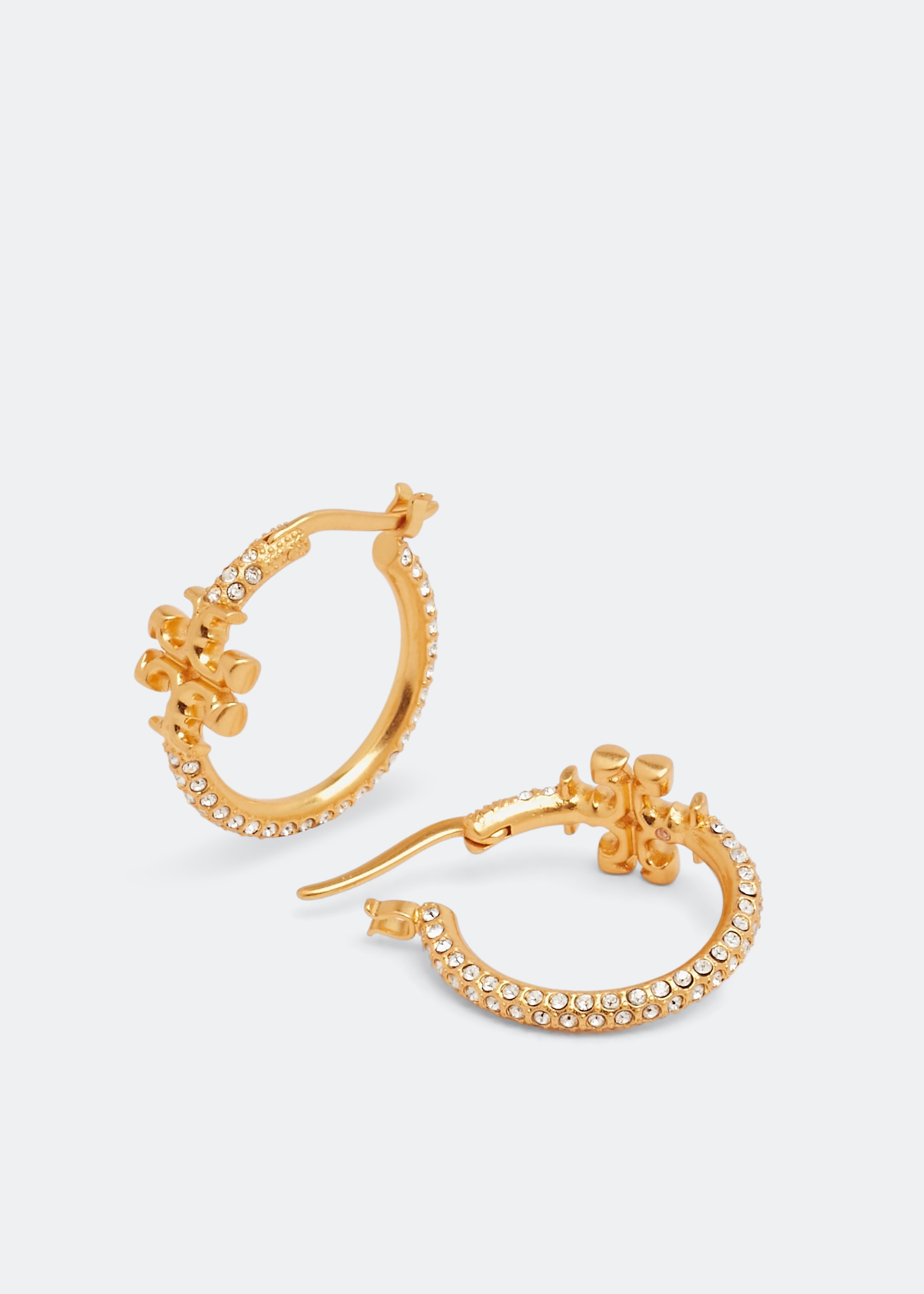 Eleanor pave small hoop earrings, Gold