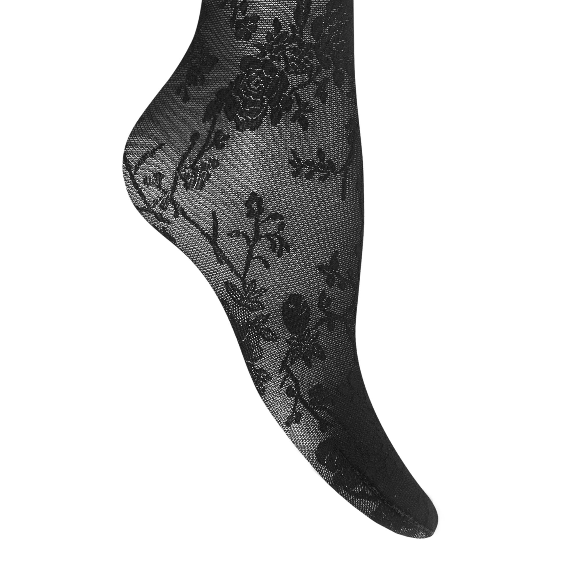 x Amina Muaddi split lace tights, Black
