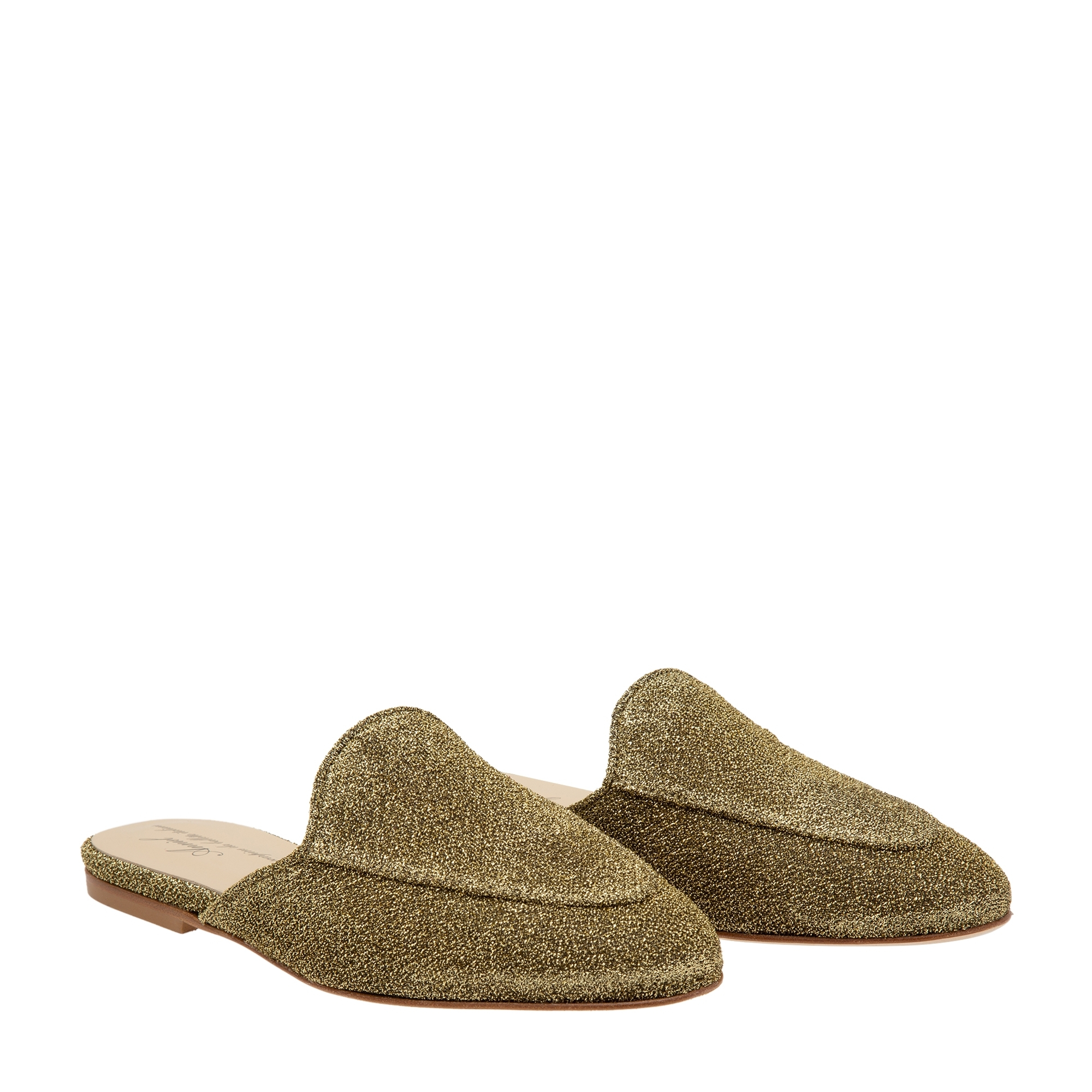 Point-toe mules, Gold