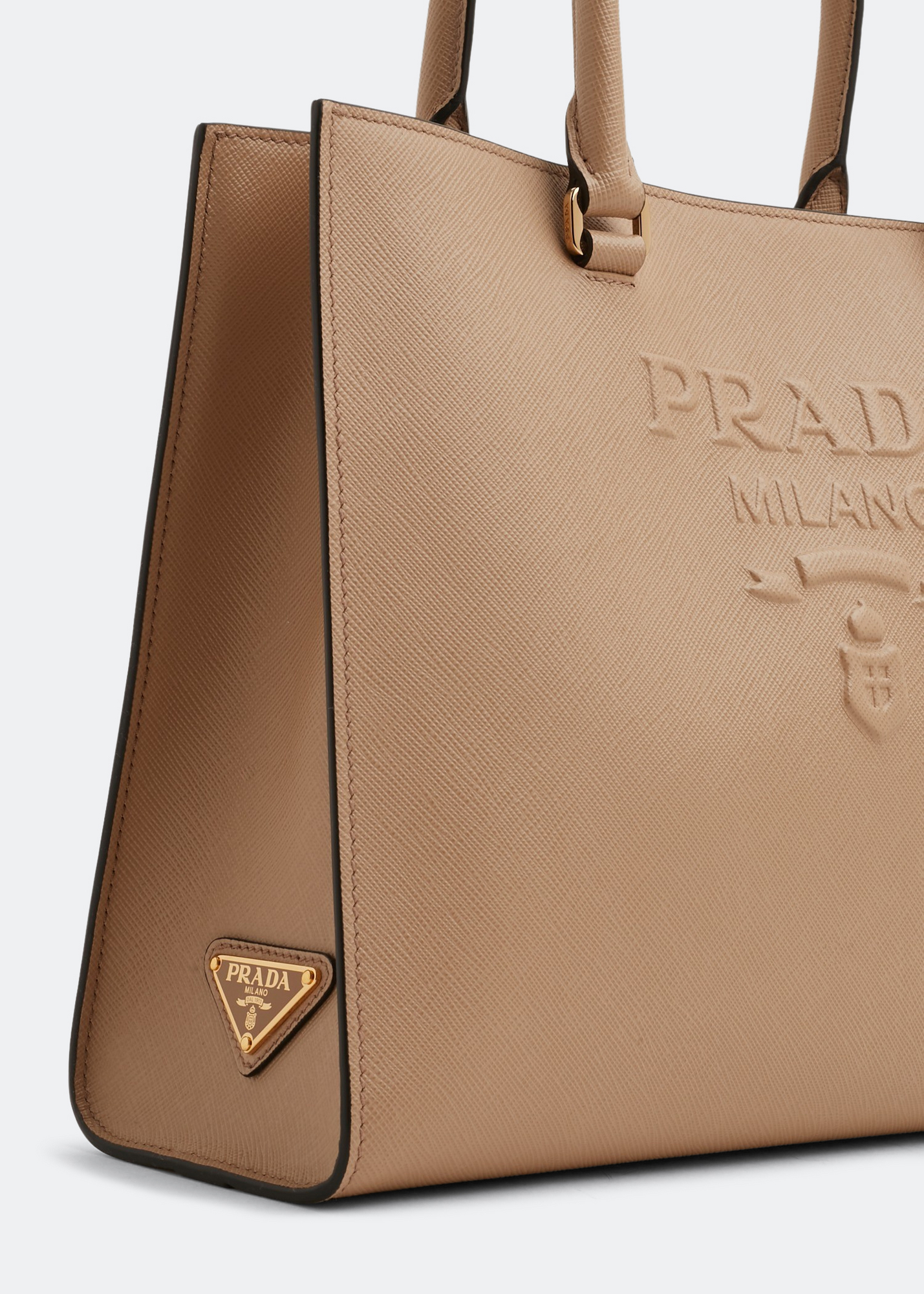 Medium Saffiano leather handbag, Beige