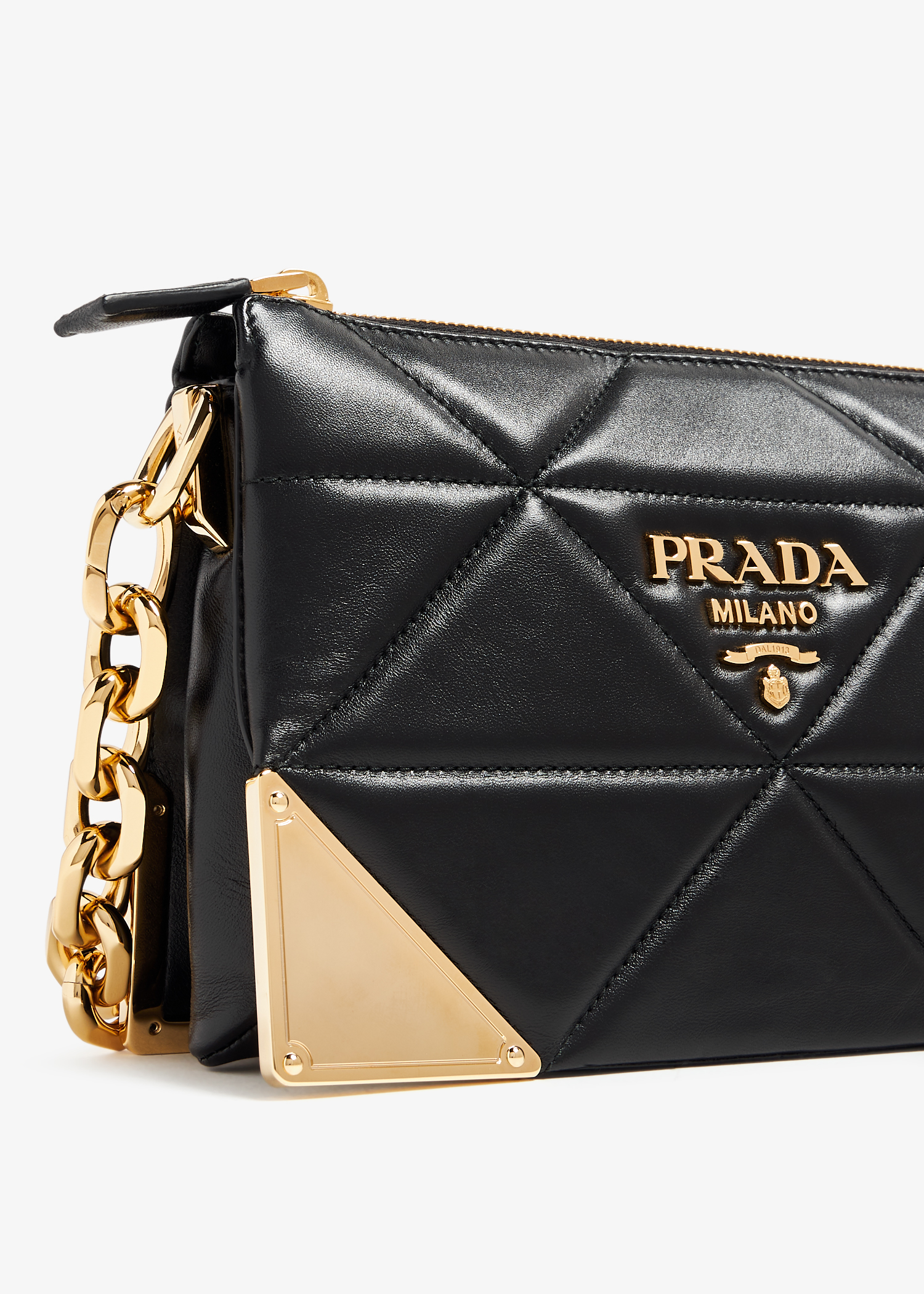 Quilted leather shoulder bag, Black