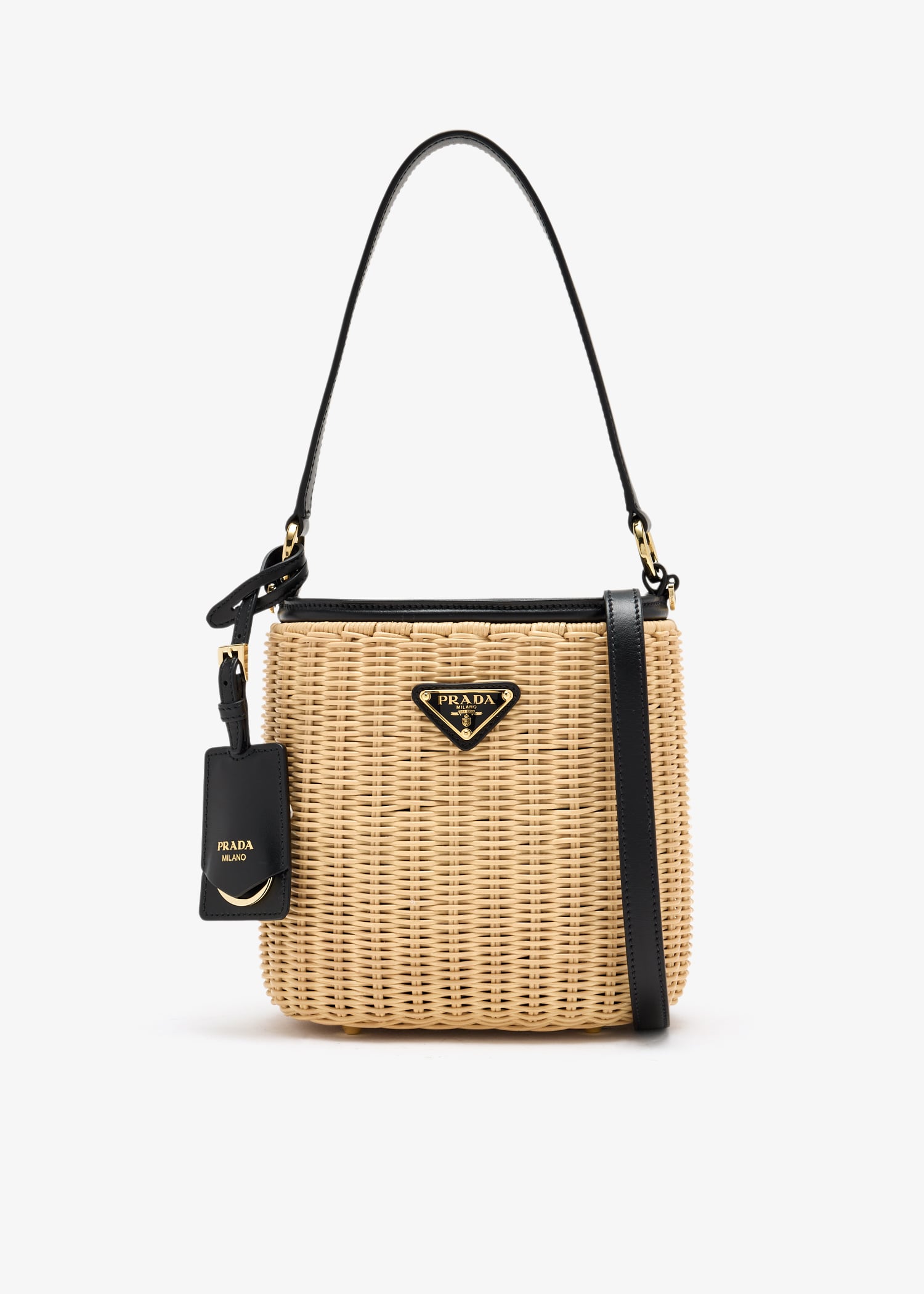 Wicker and leather bucket bag, Beige
Wicker and leather bucket bag, Beige