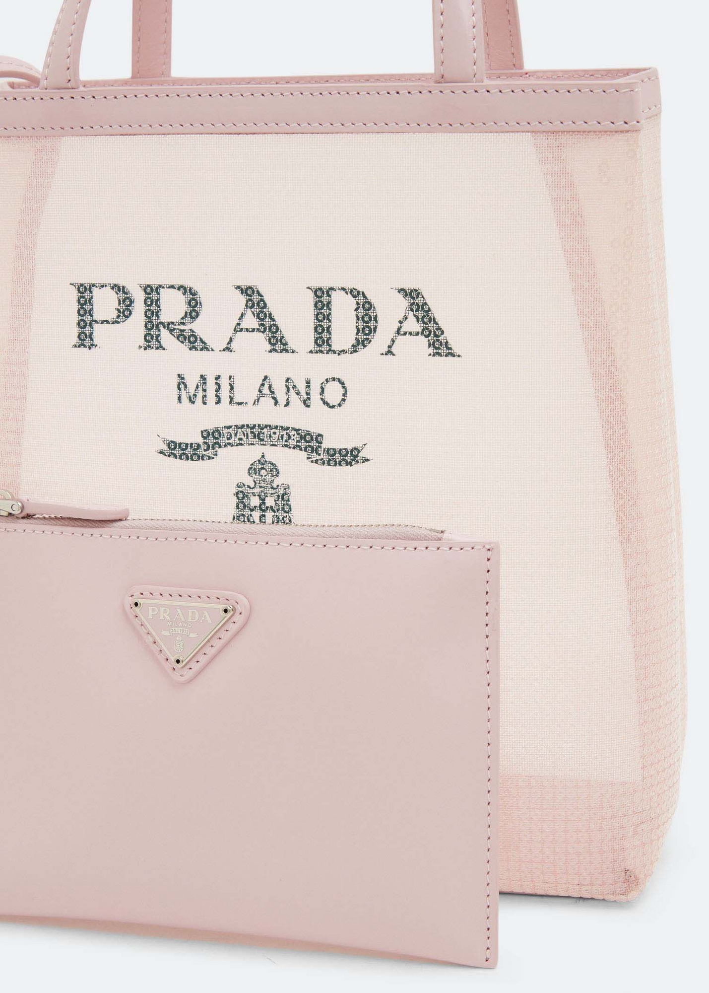 Small sequined mesh tote bag, Pink