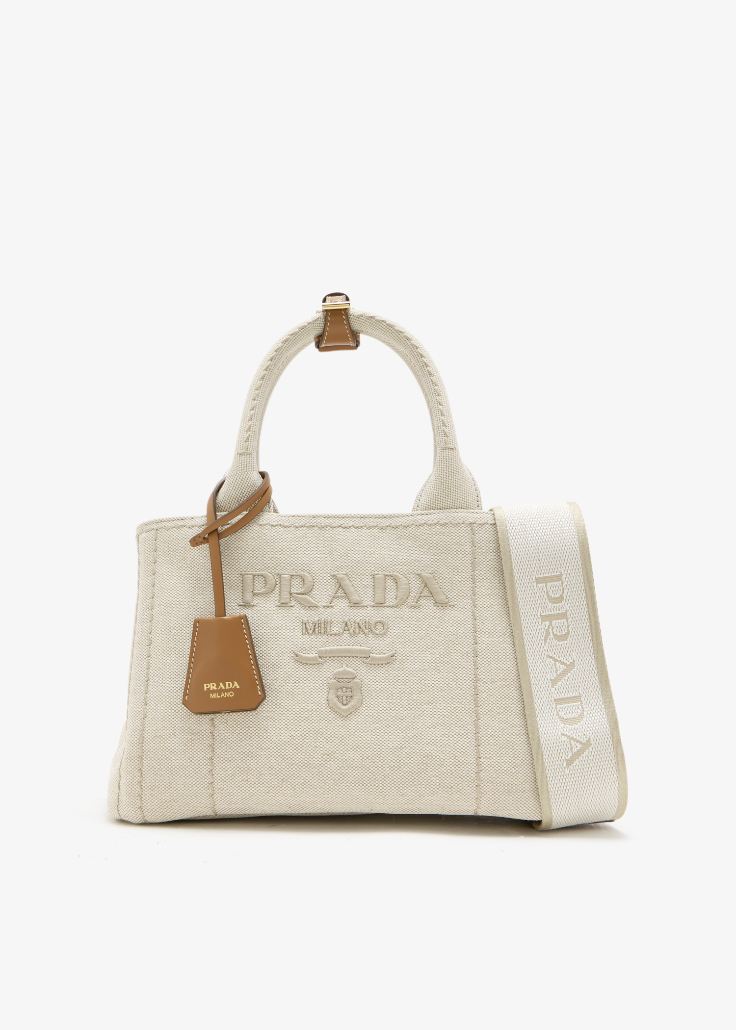 Prada Jardinière small cotton canvas bag, Beige
Prada Jardinière small cotton canvas bag, Beige