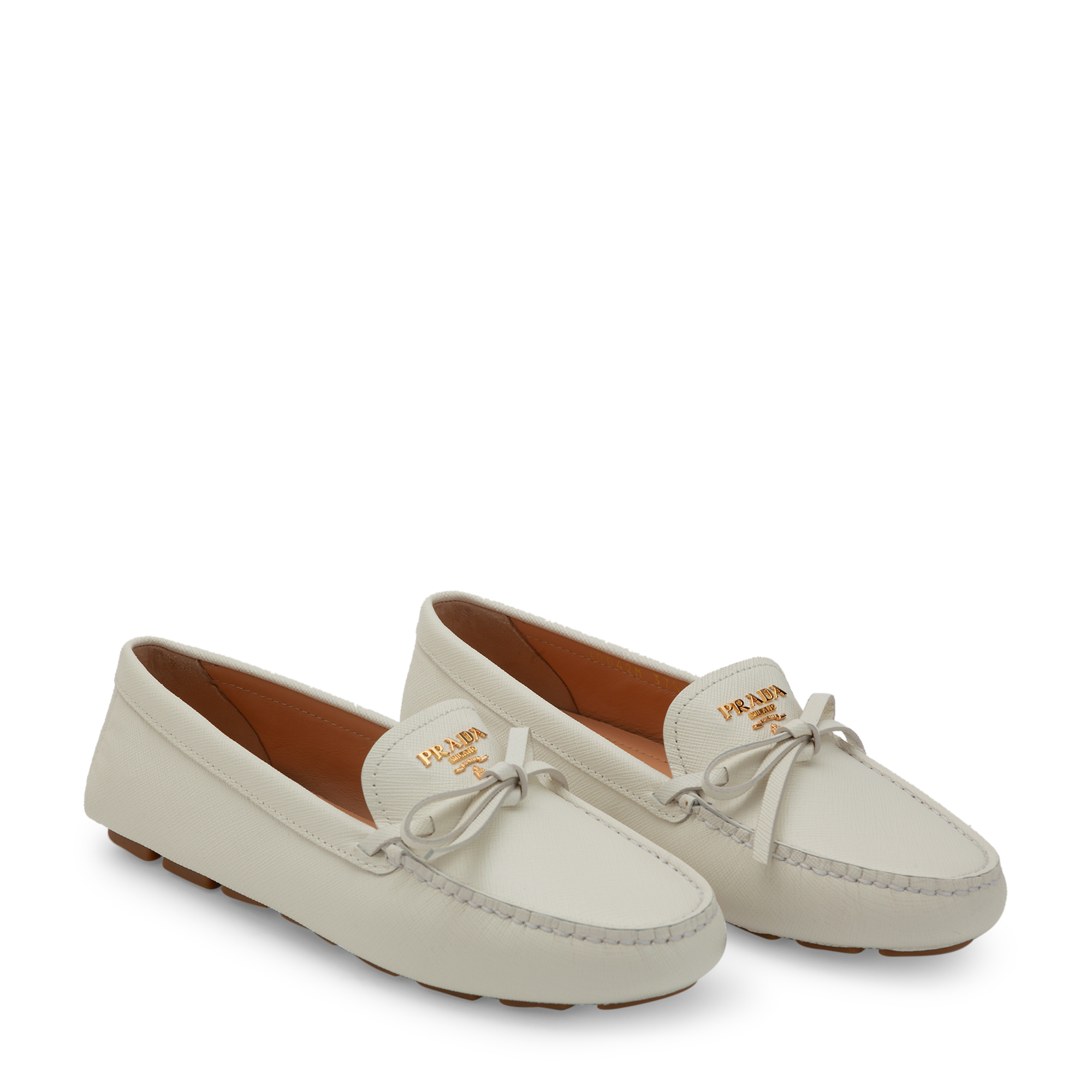Saffiano leather loafers, White
