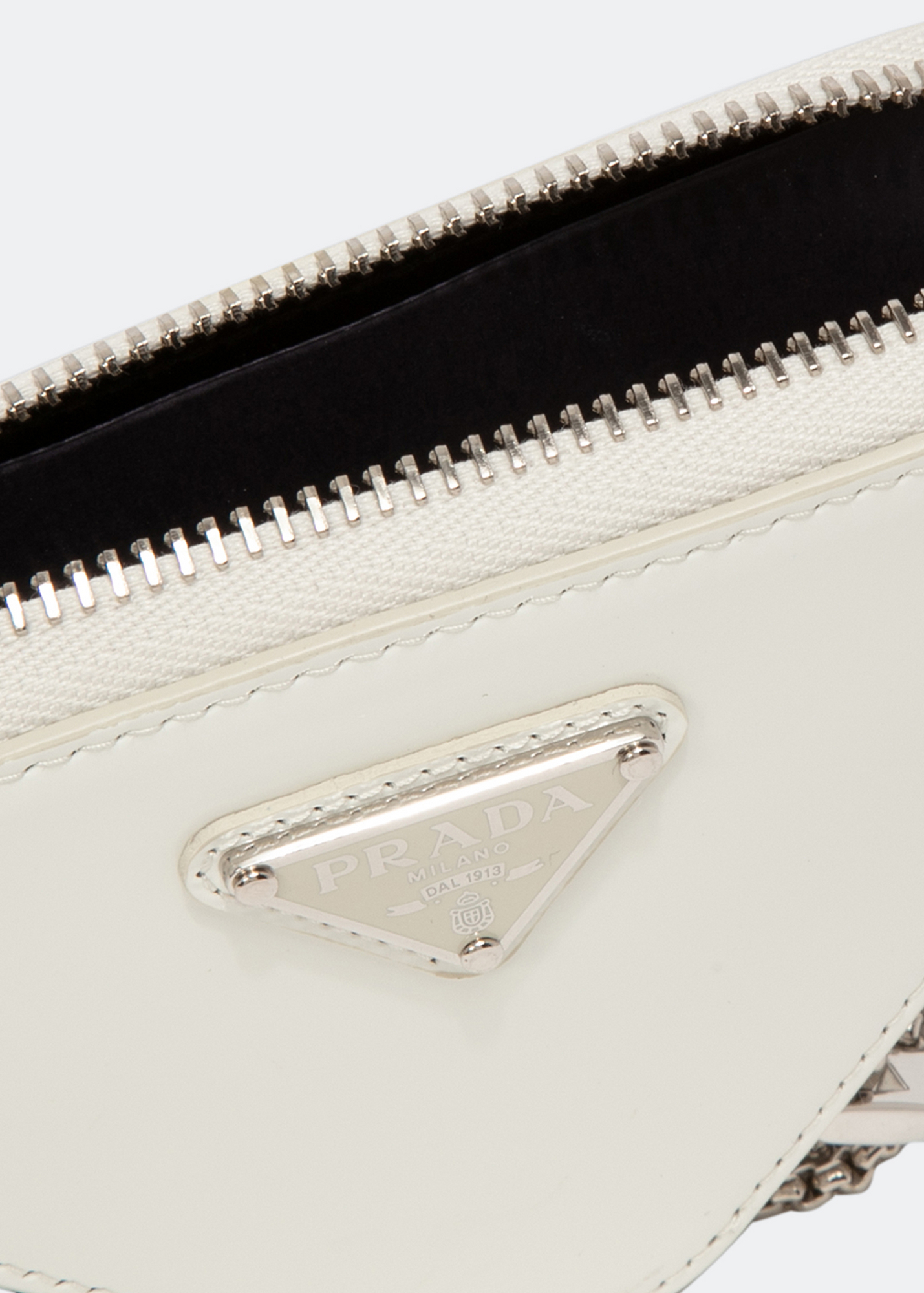 Brushed leather mini-pouch, White