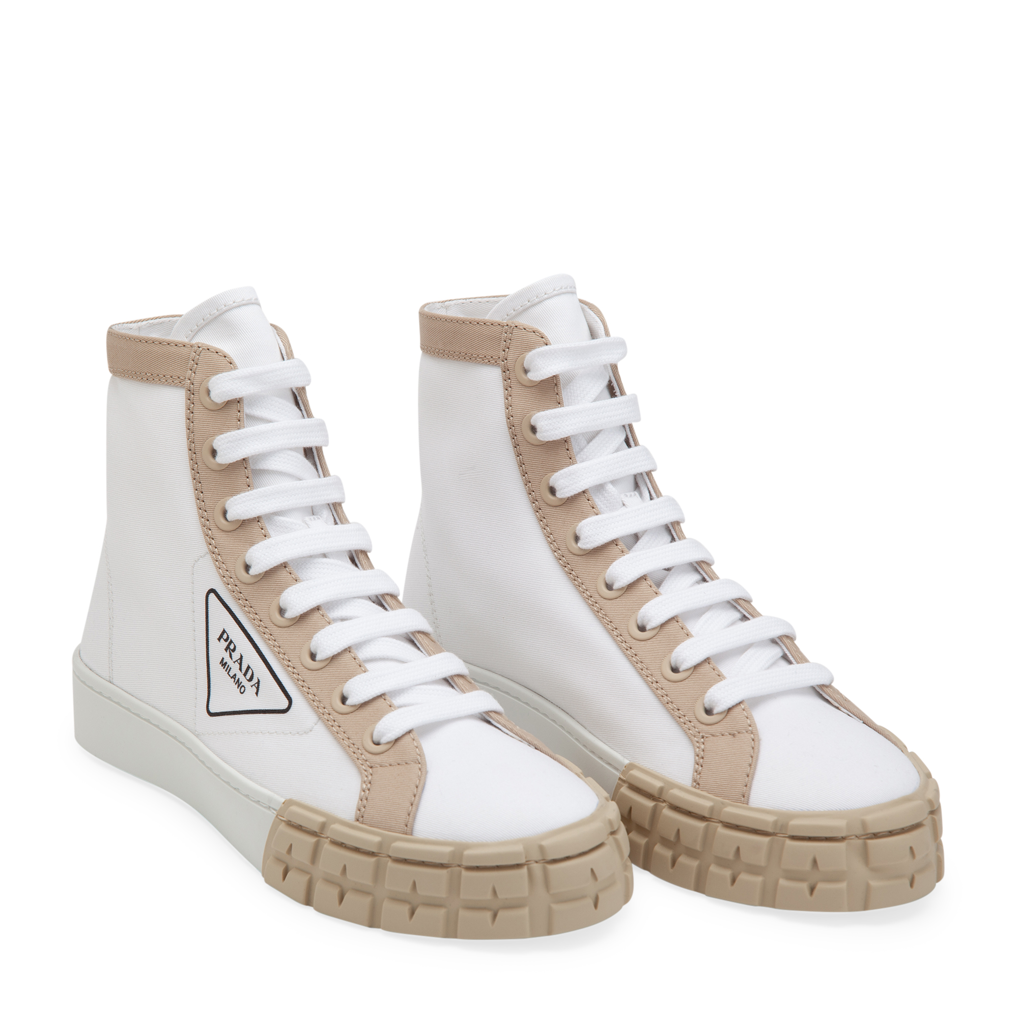 Gabardine high-top sneakers, Brown