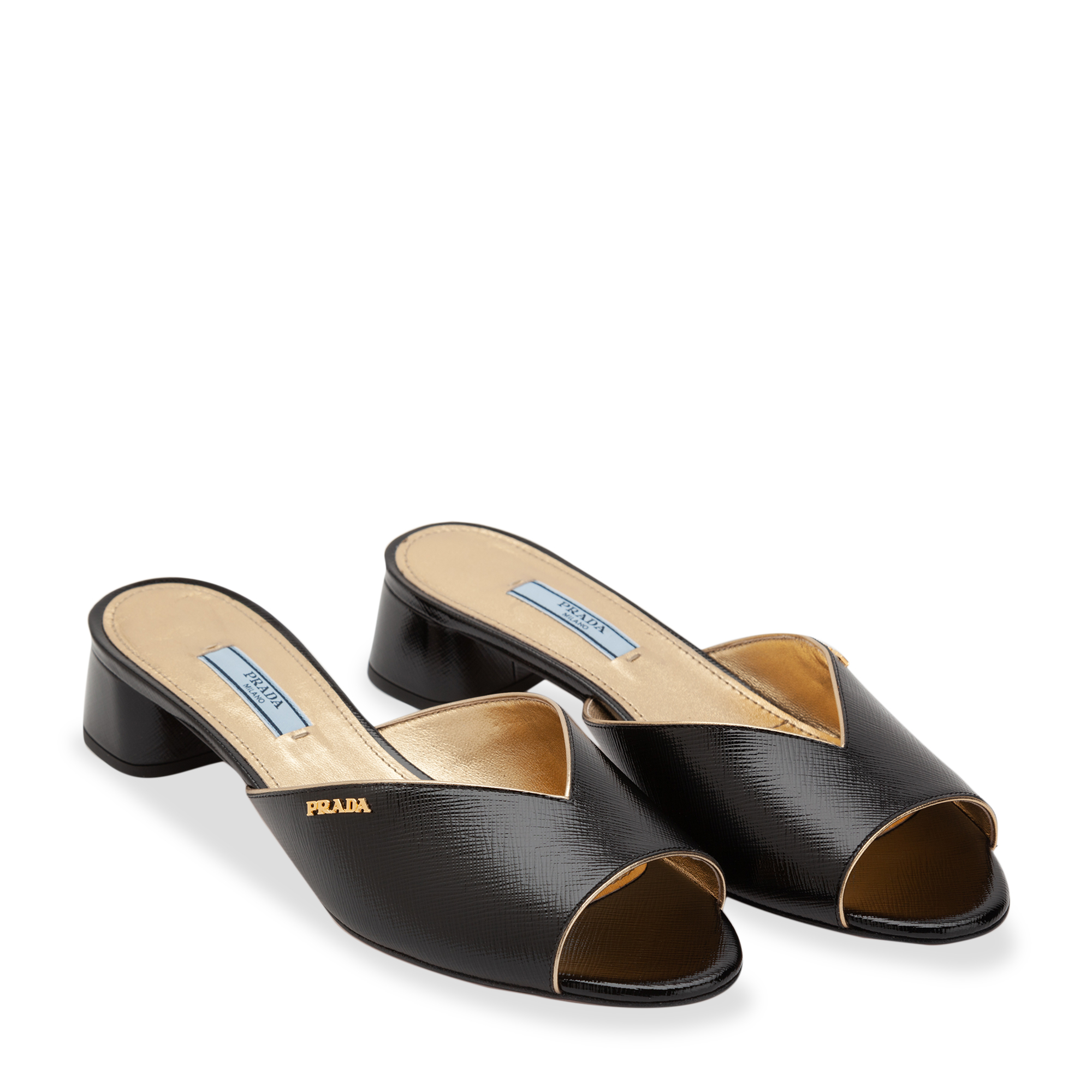 Saffiano leather sandals, Black