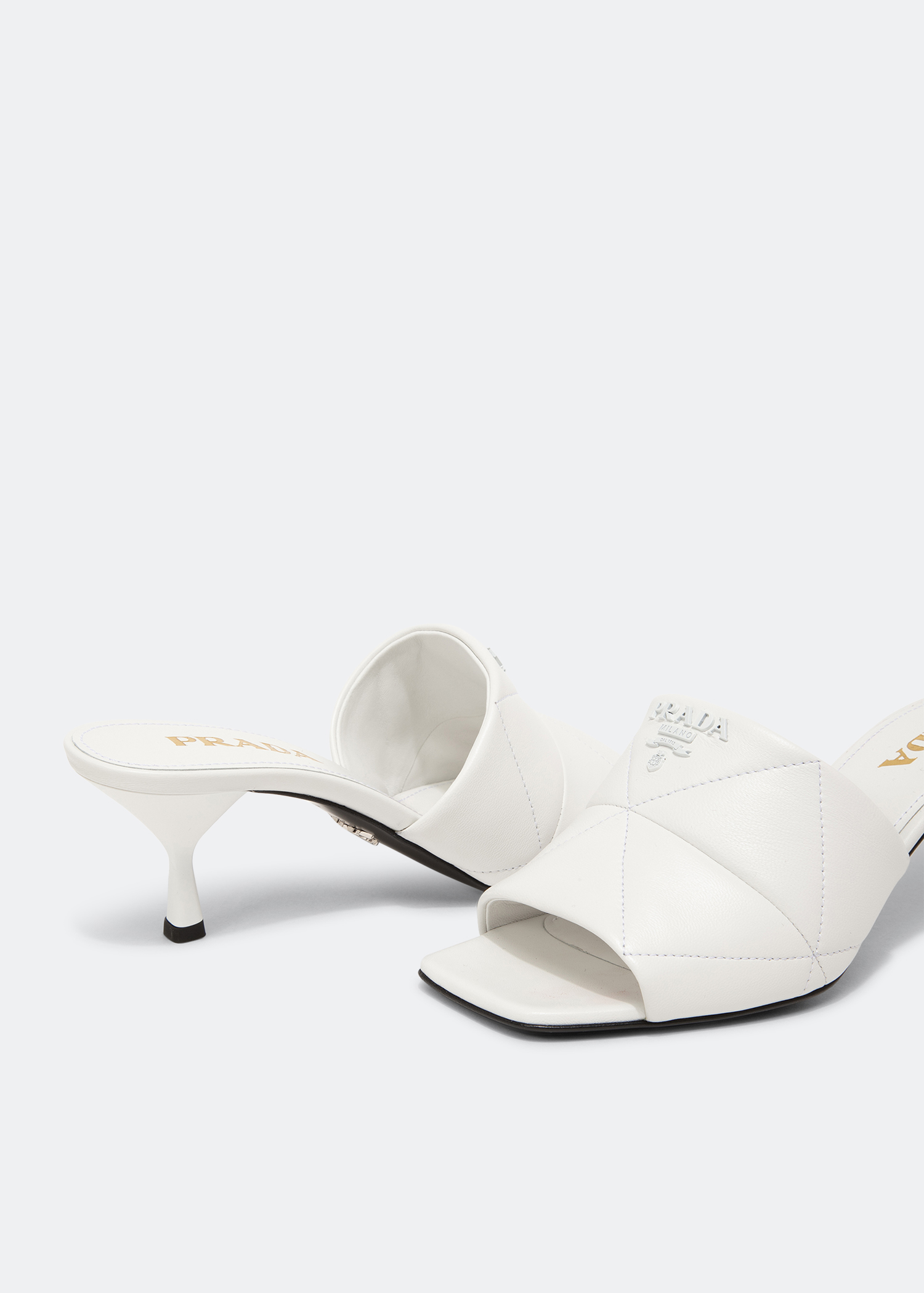 Quilted nappa leather sandals, White