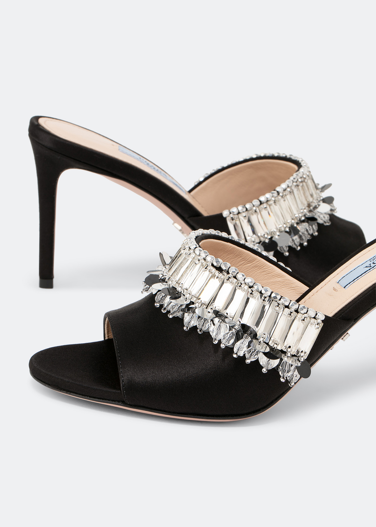 Satin mules, Black