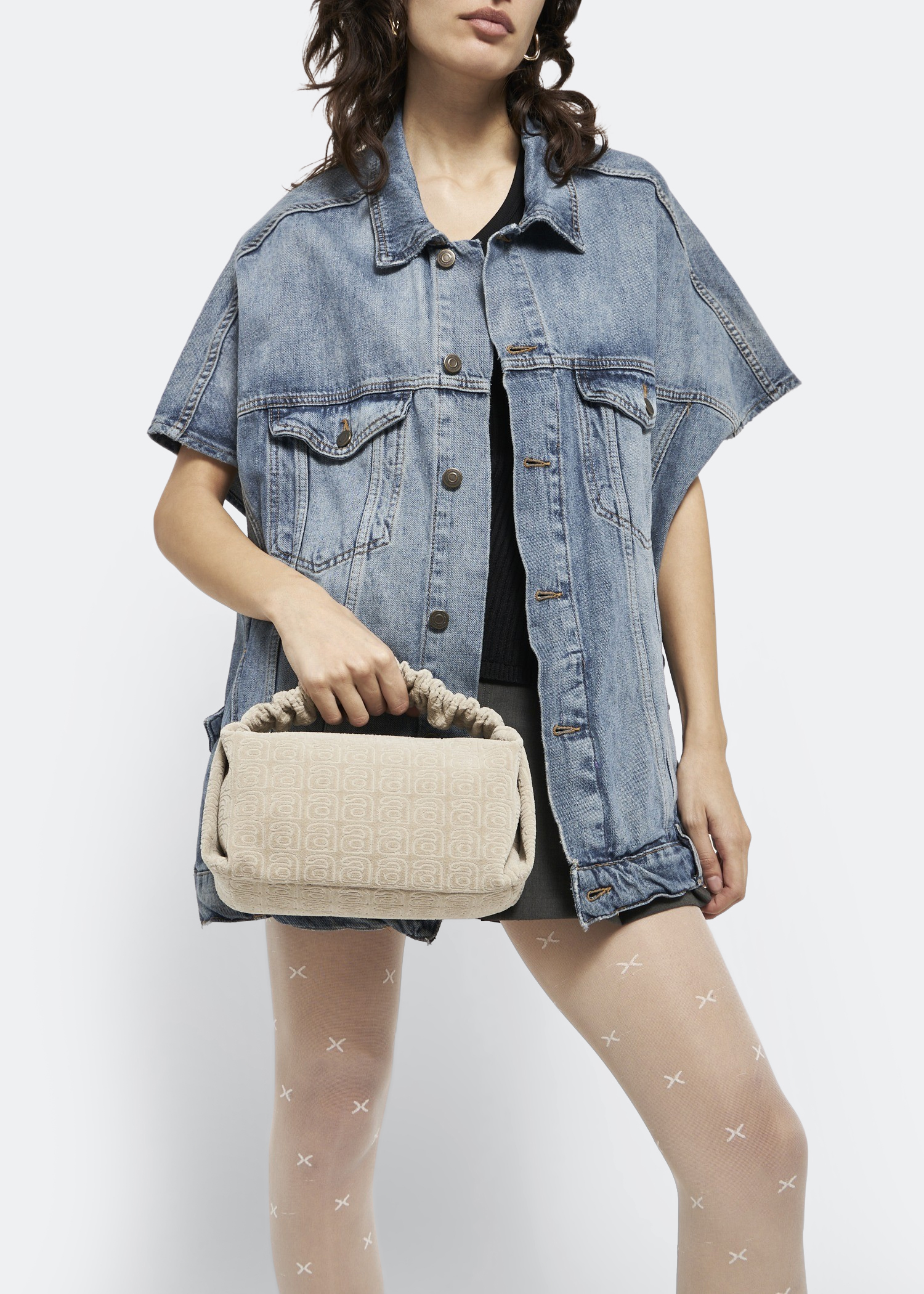 Scrunchie small bag, Beige