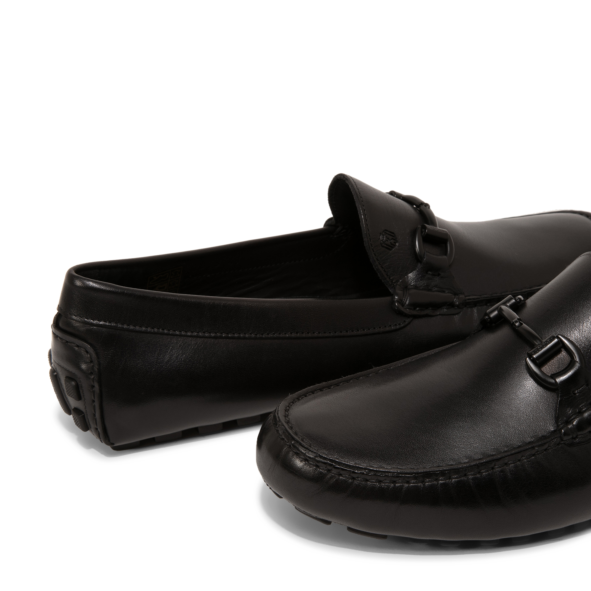 Bold leather moccasin loafers, Black