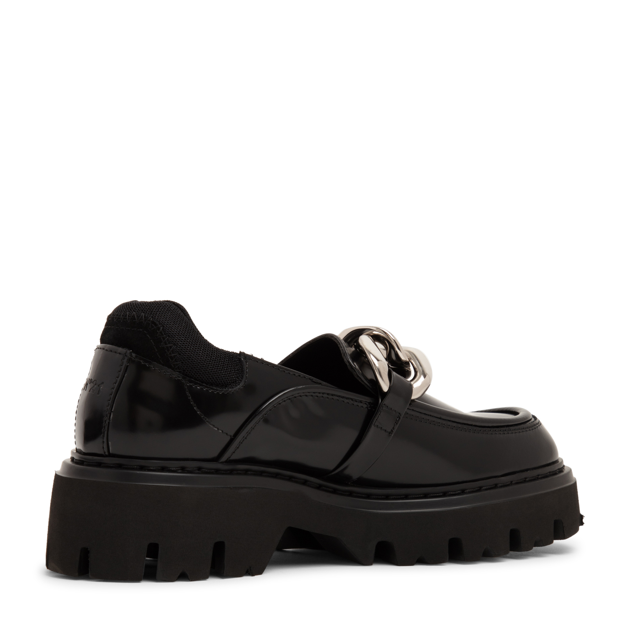 Chunky chain-embellished loafers, Black