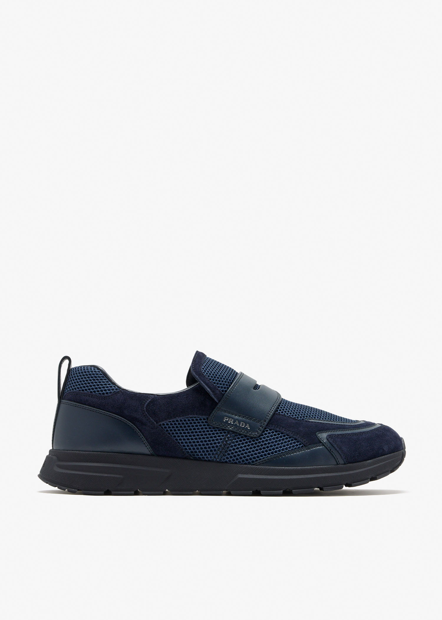 Prax mesh fabric and leather loafers, Navy
Prax mesh fabric and leather loafers, Navy