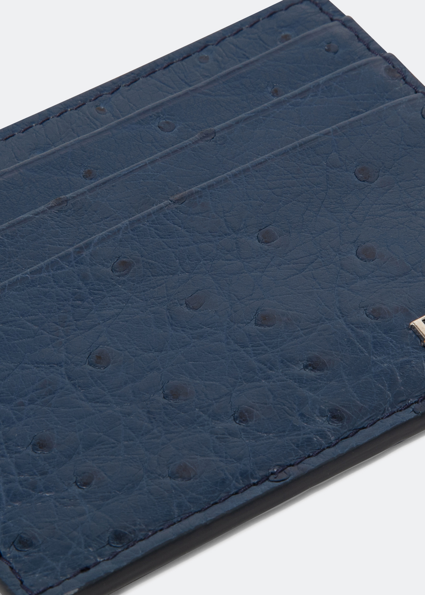 Ostrich leather card holder, Blue