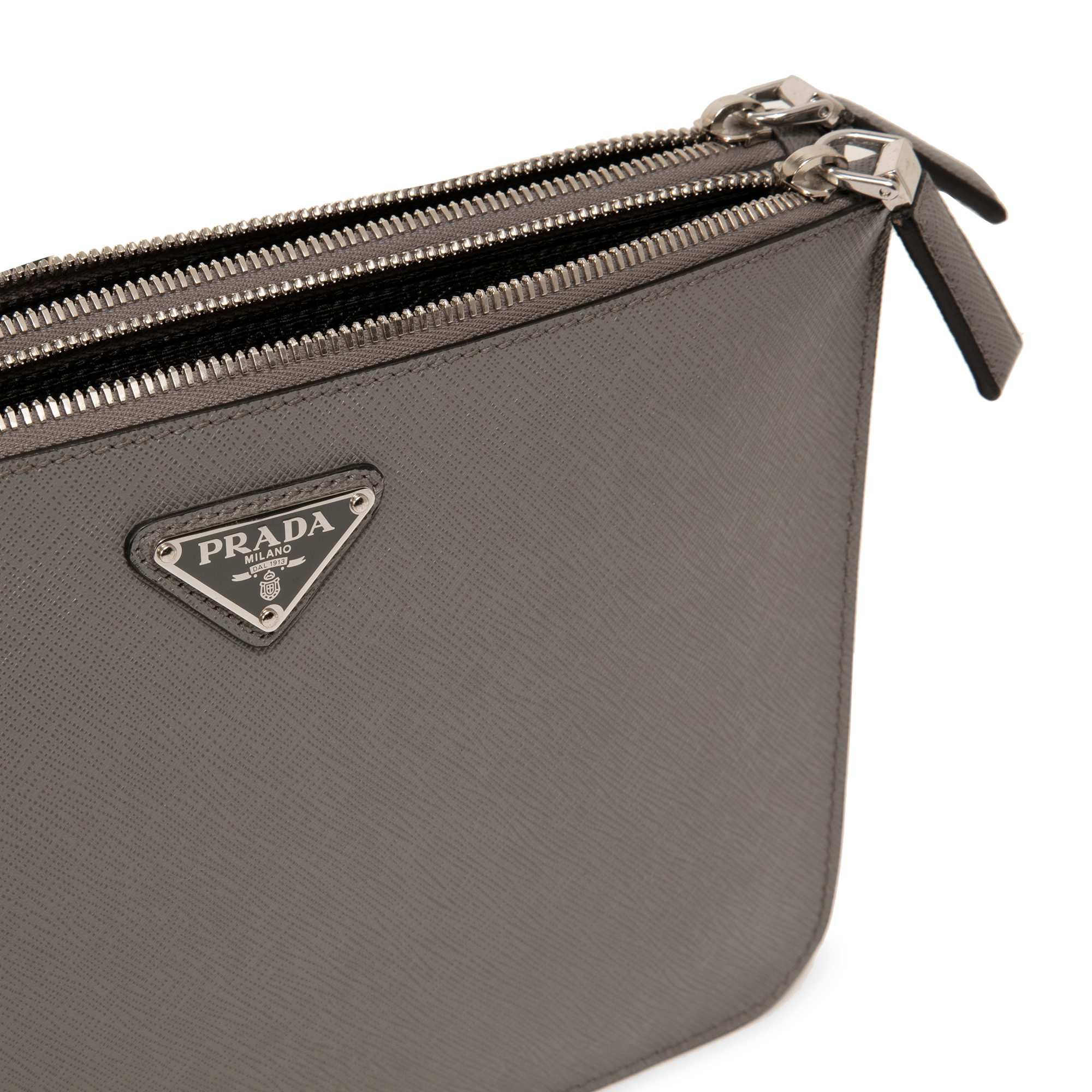 Saffiano leather pouch, Grey