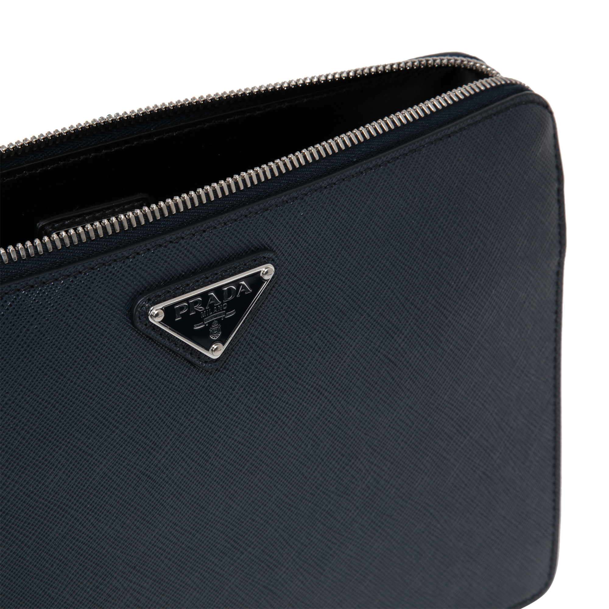 Saffiano leather pouch, Blue
