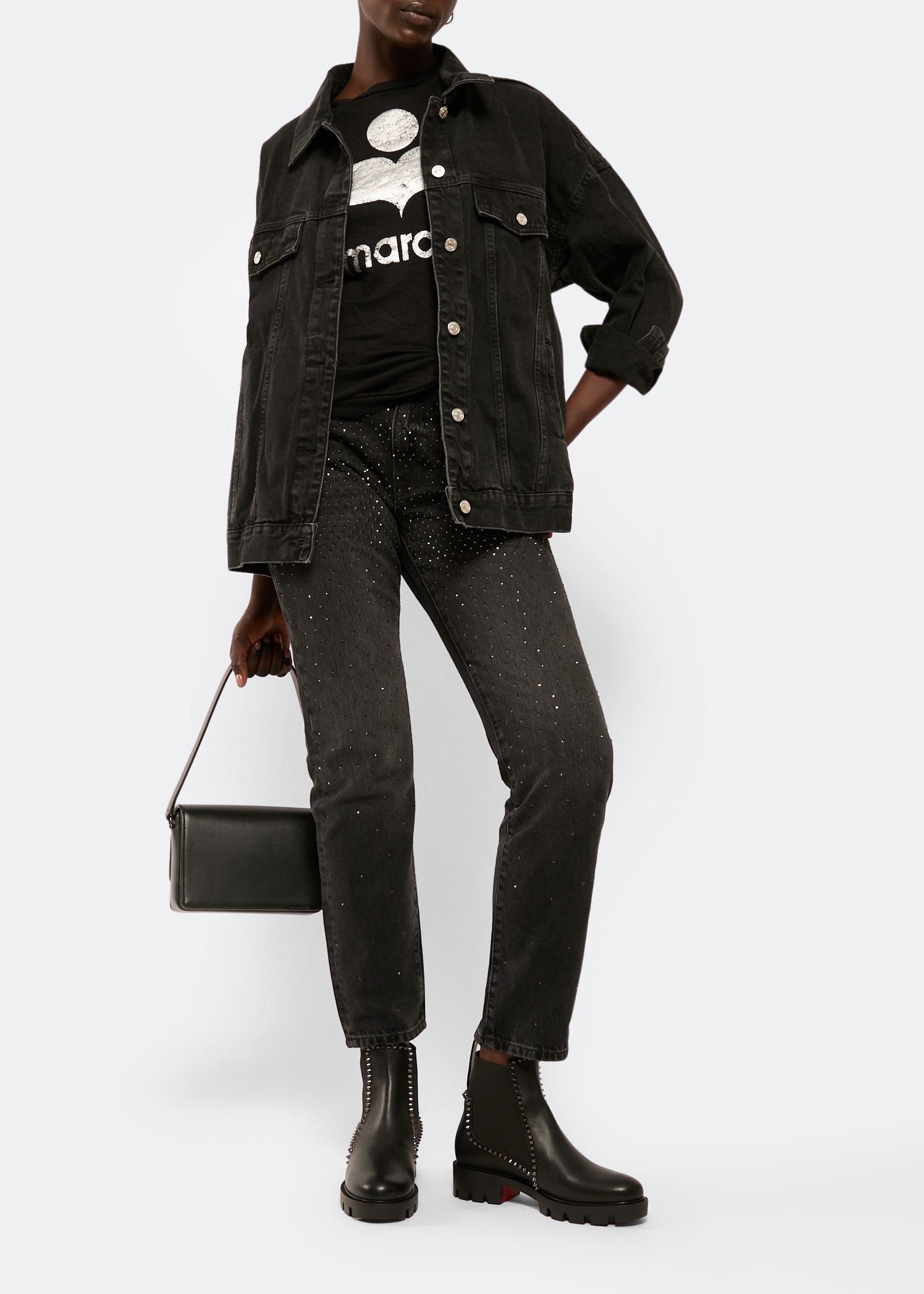 Out Lina Spike Lug boots, Black