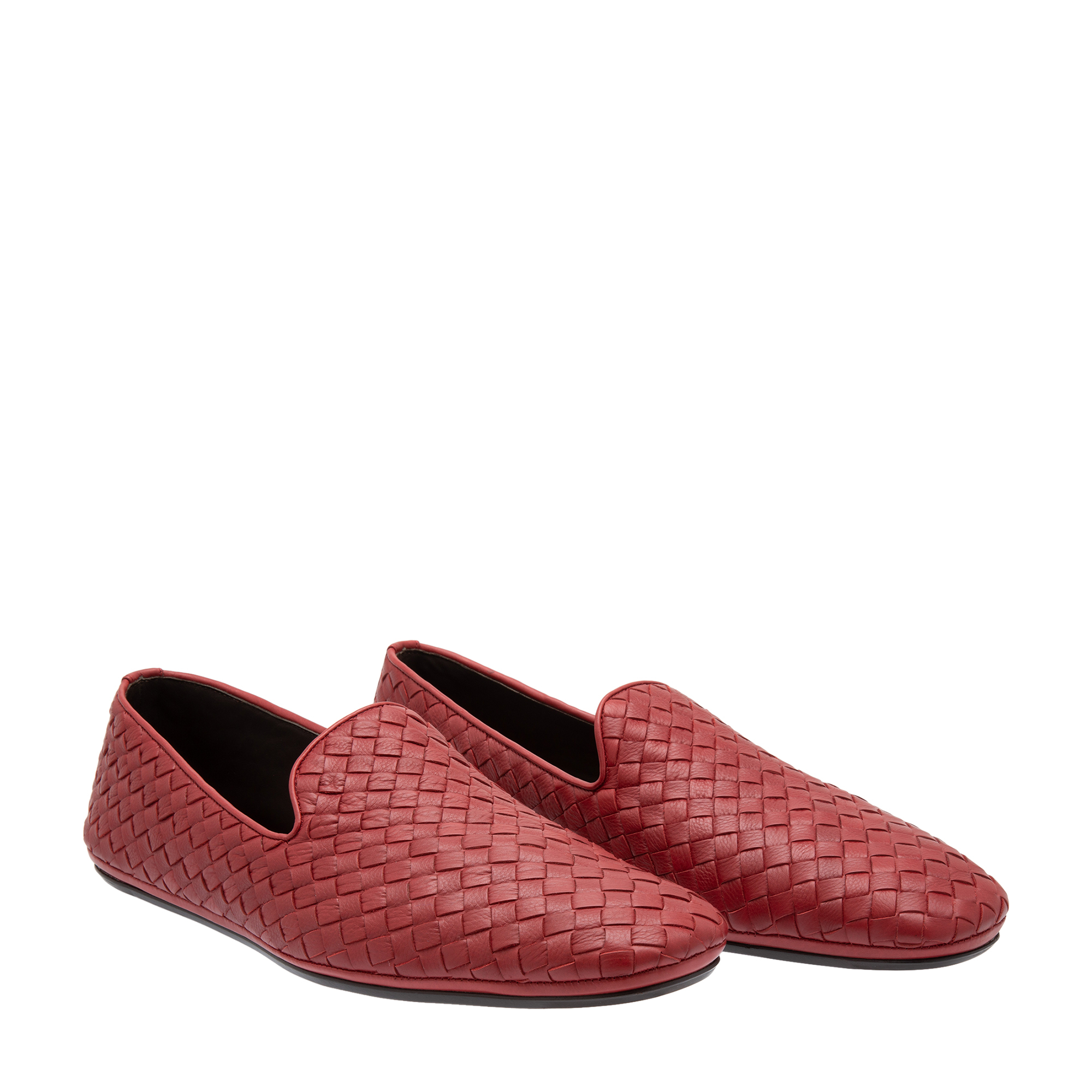 Intrecciato leather loafers, Red