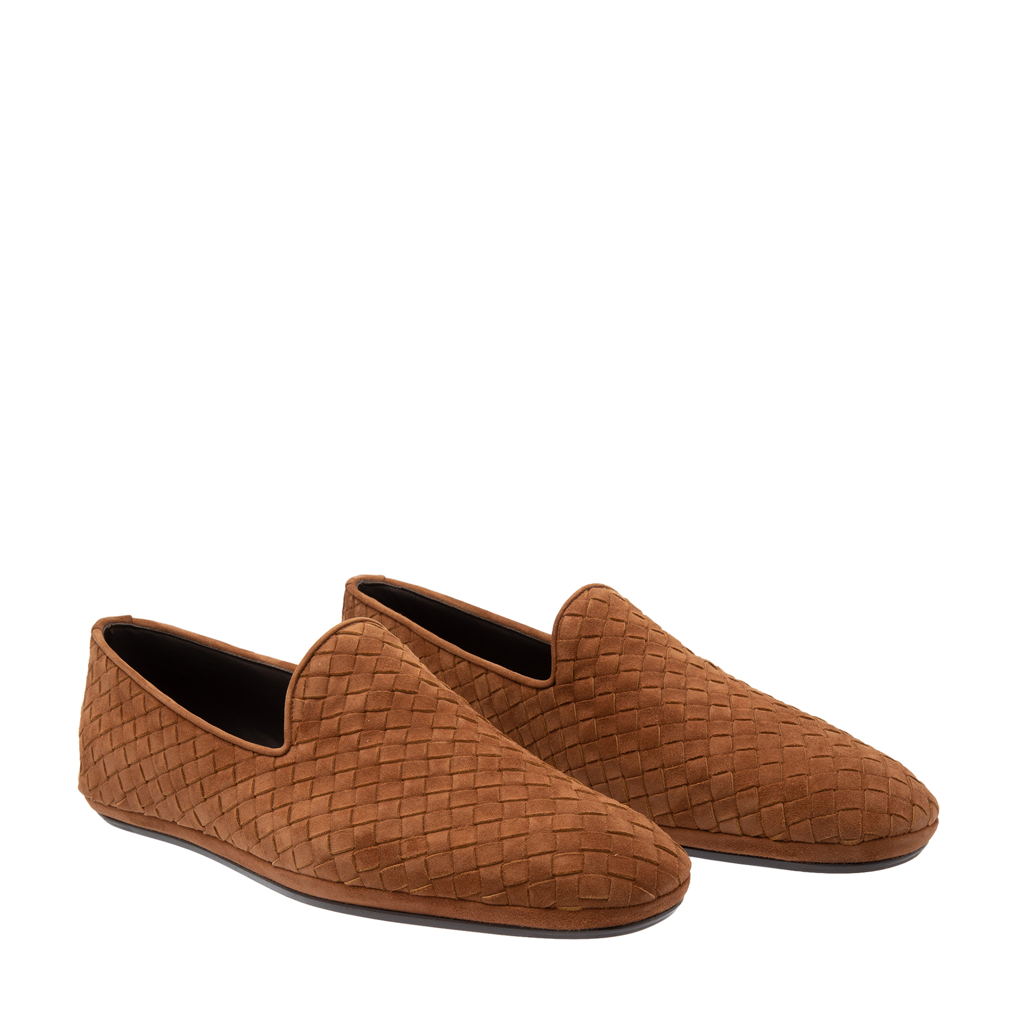 Intrecciato suede loafers, Brown