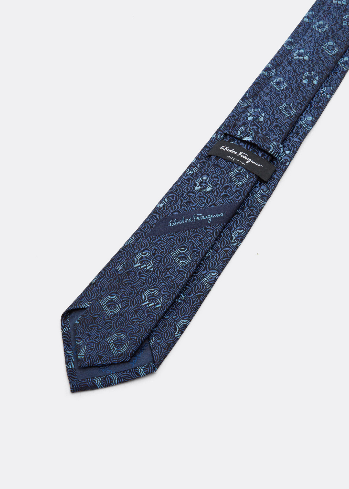 Gancini jacquard silk tie, Blue