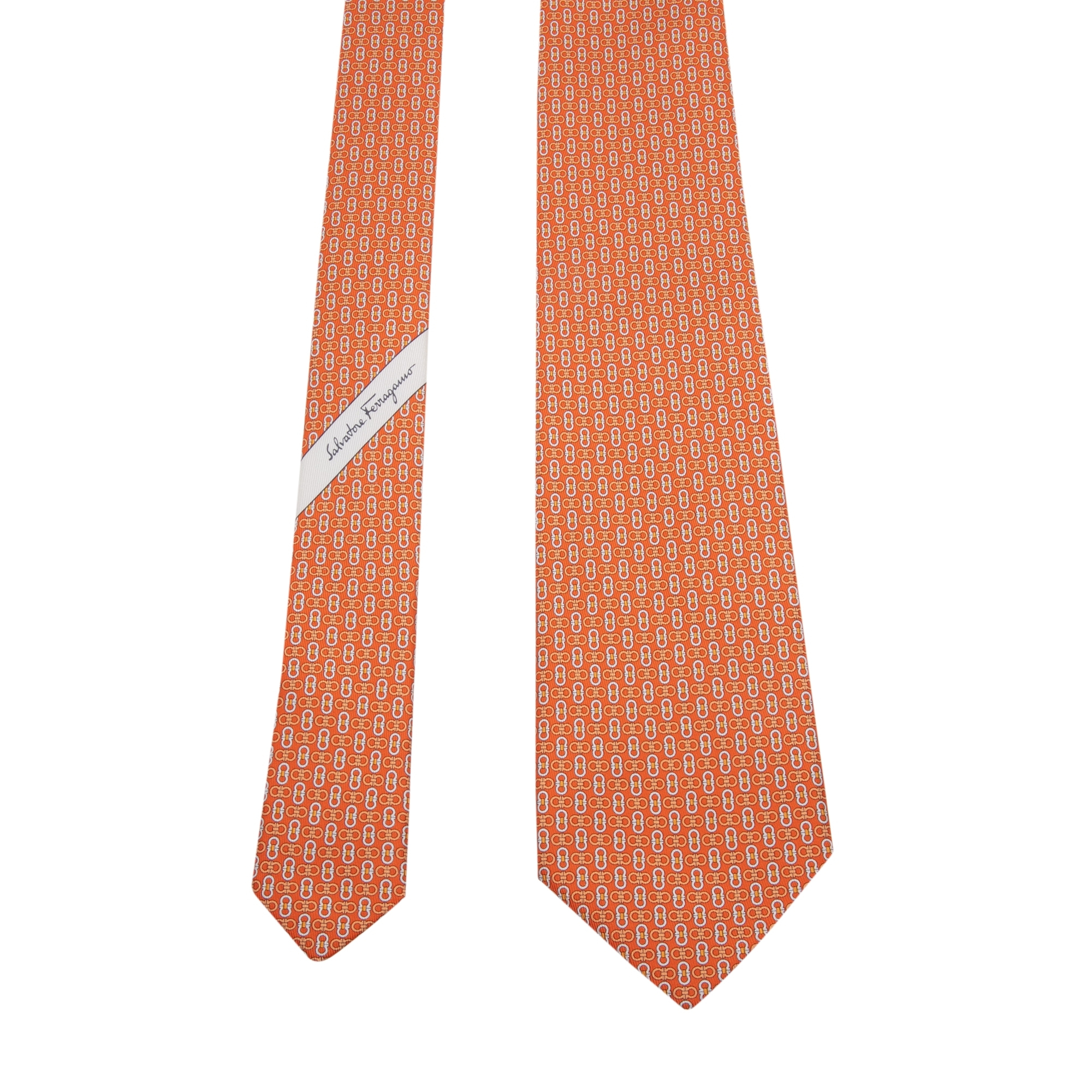 Gancini printed tie, Orange