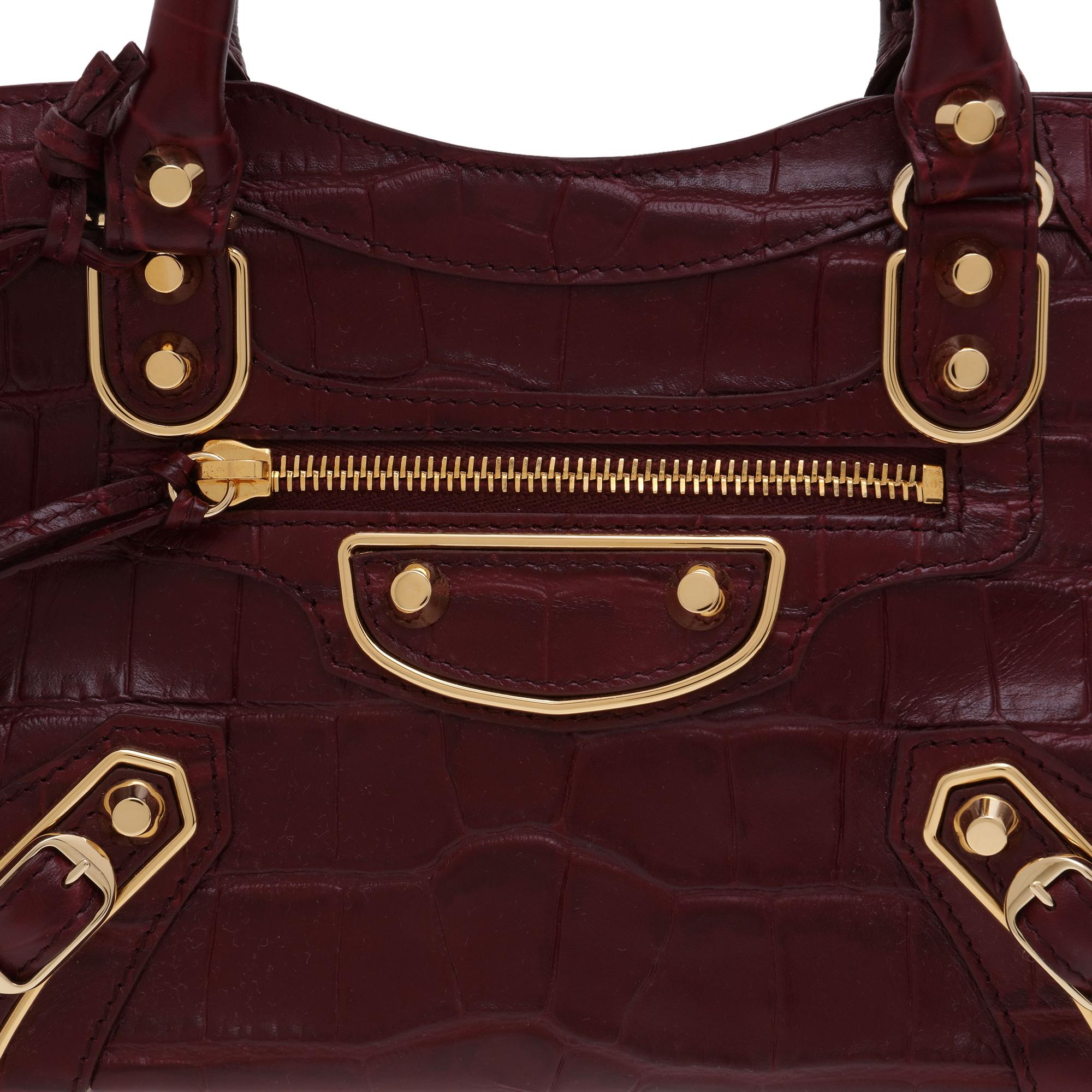 Metallic Edge Mini City bag, Burgundy