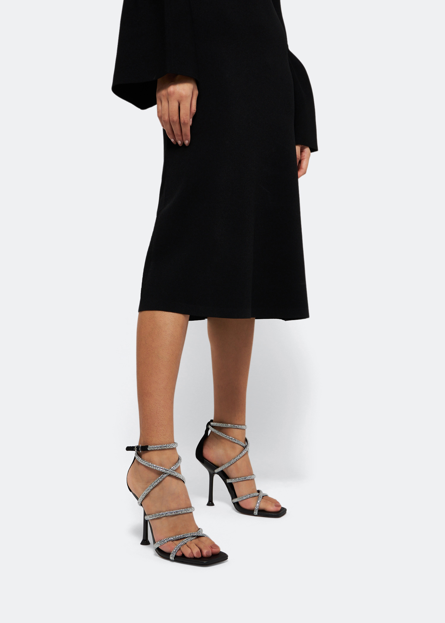 Crystal sandals, Black
