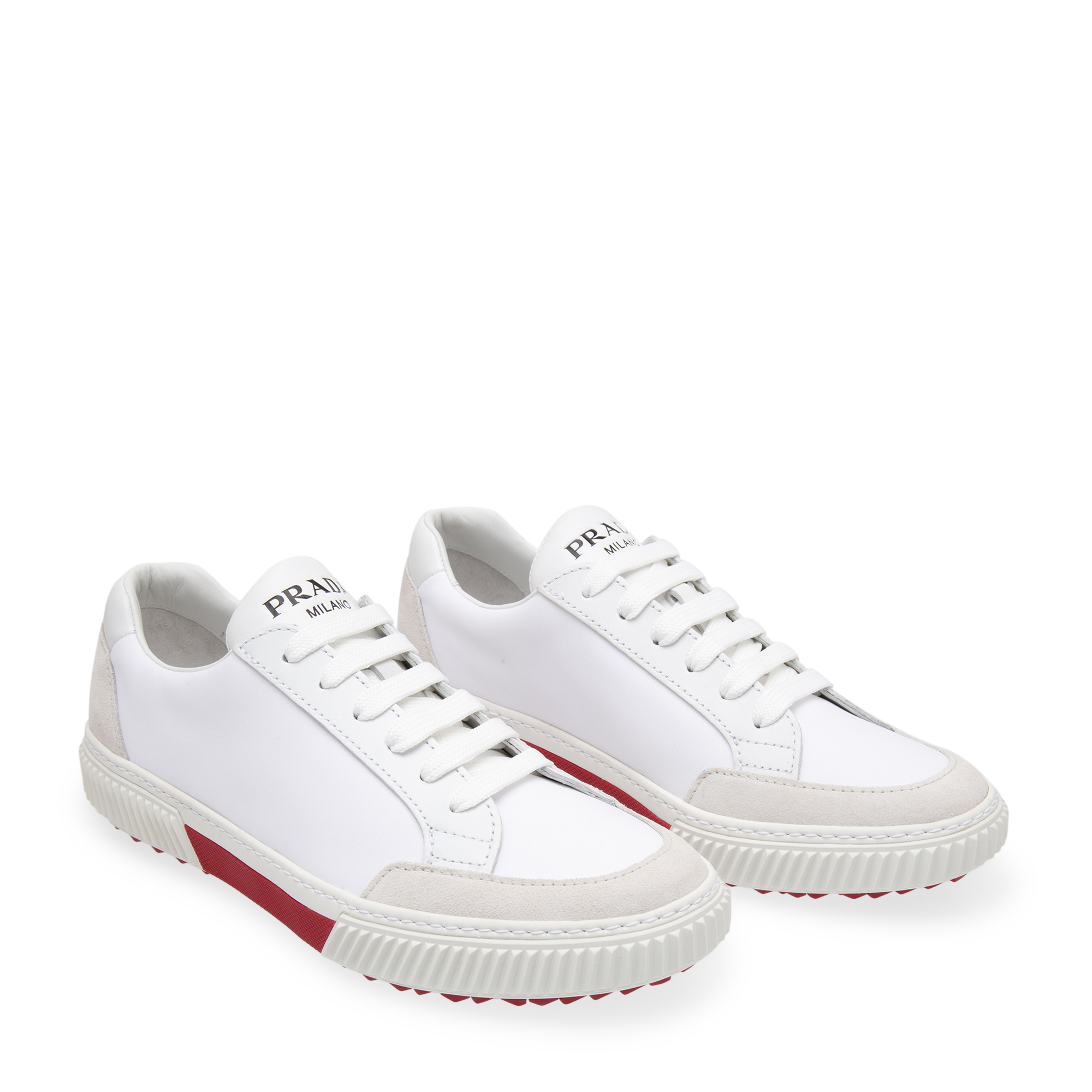 Brushed leather sneakers, White