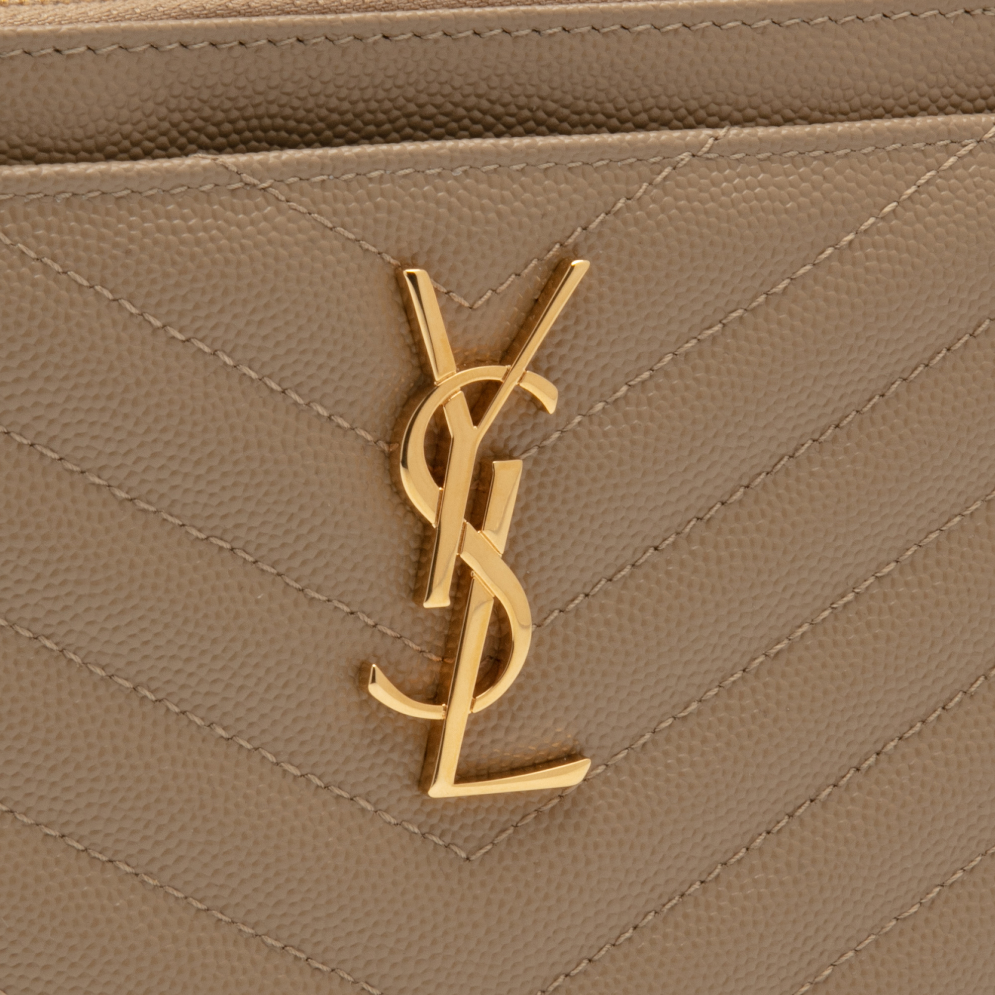 Monogram quilted leather pouch, Beige
