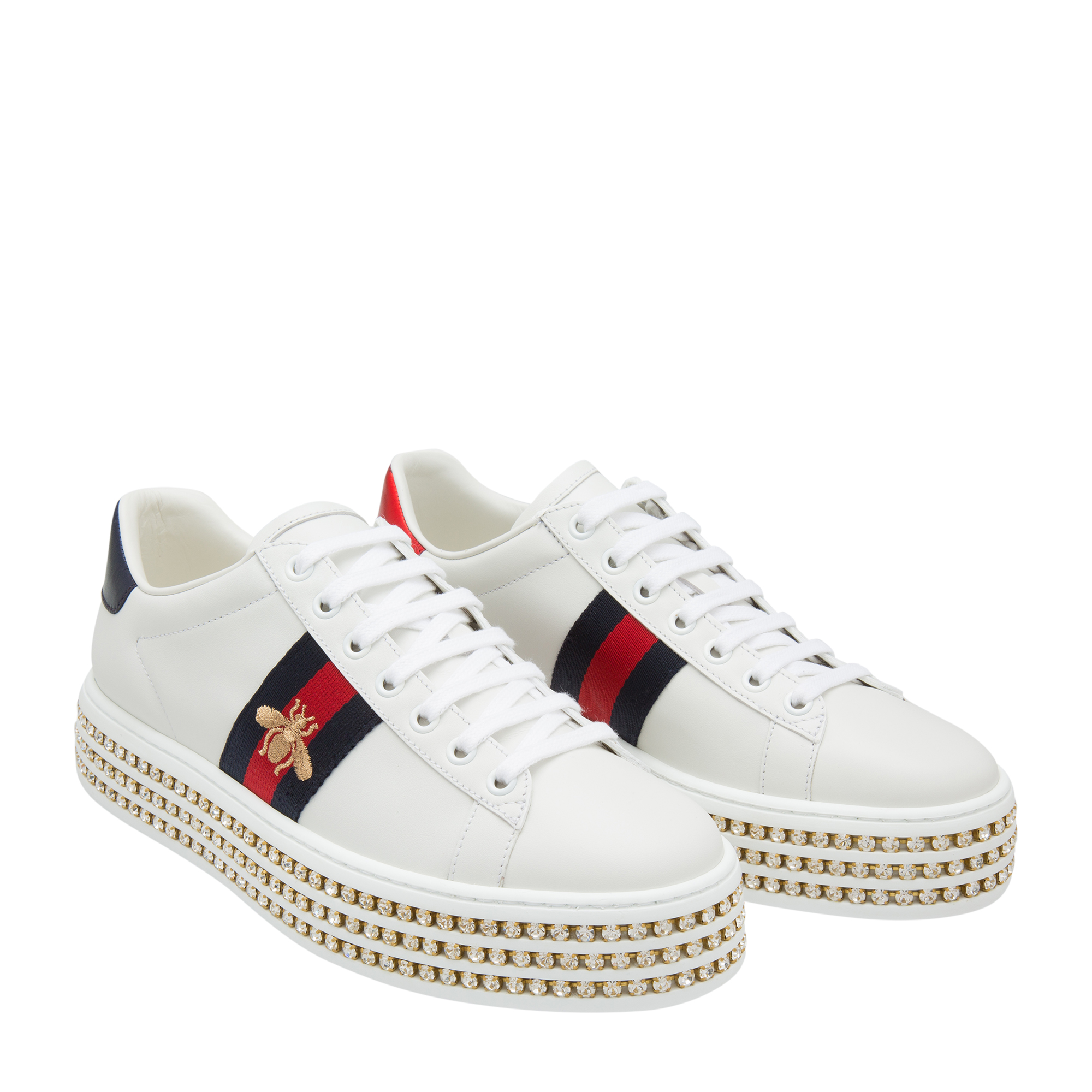 Crystal-embellished Ace sneakers, White
