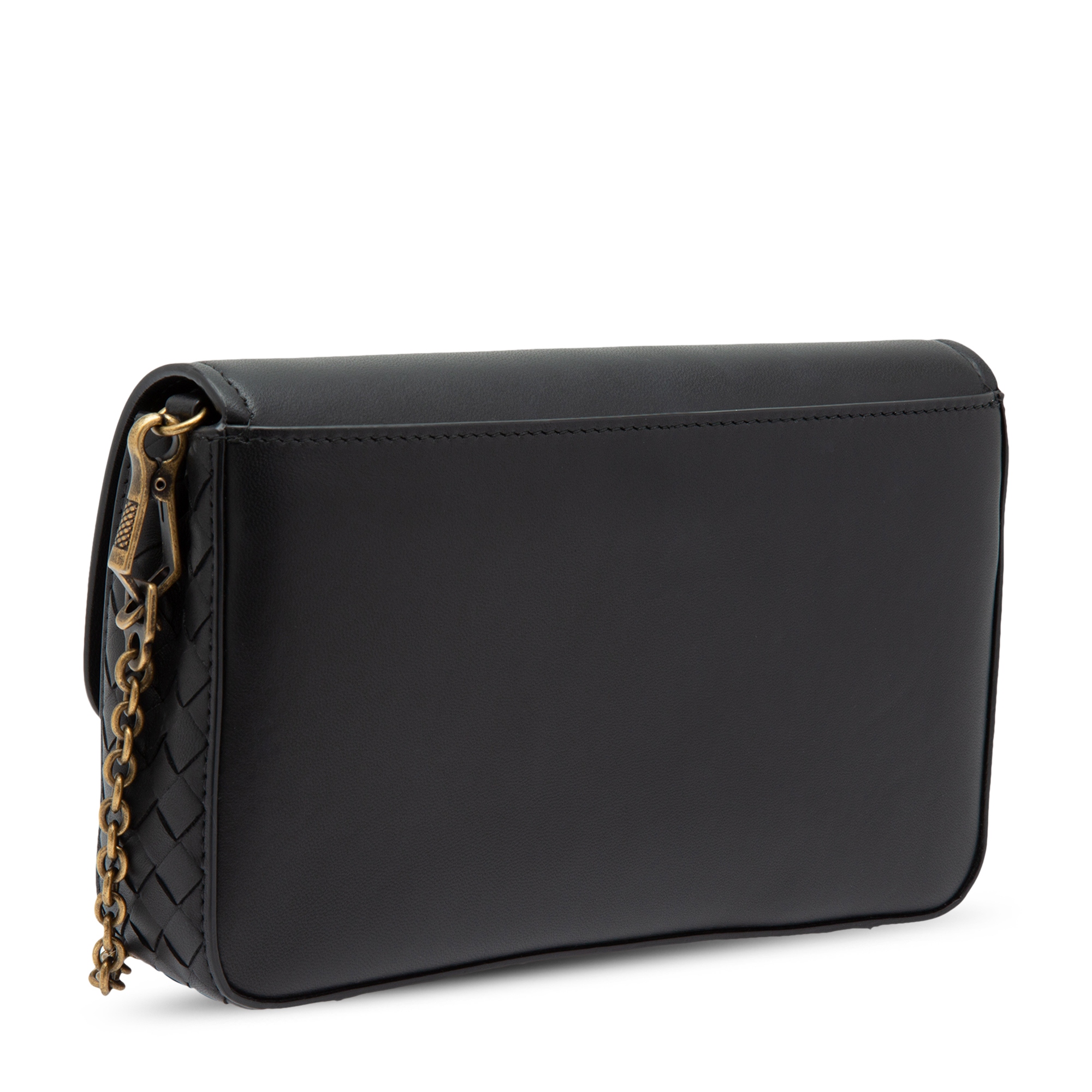 Leather chain wallet, Black