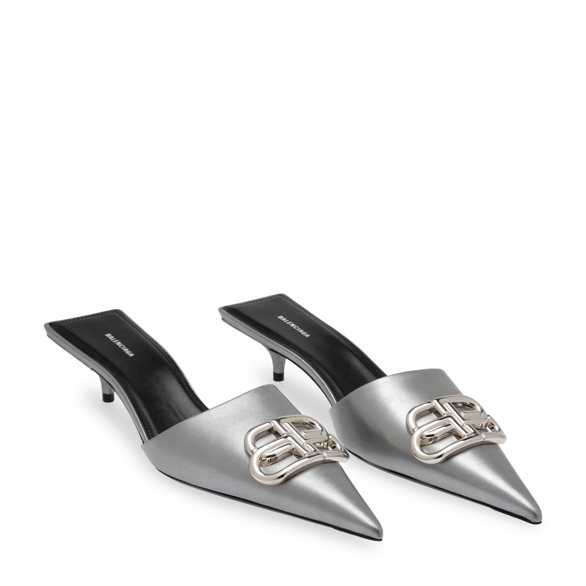 BB leather mules, Silver