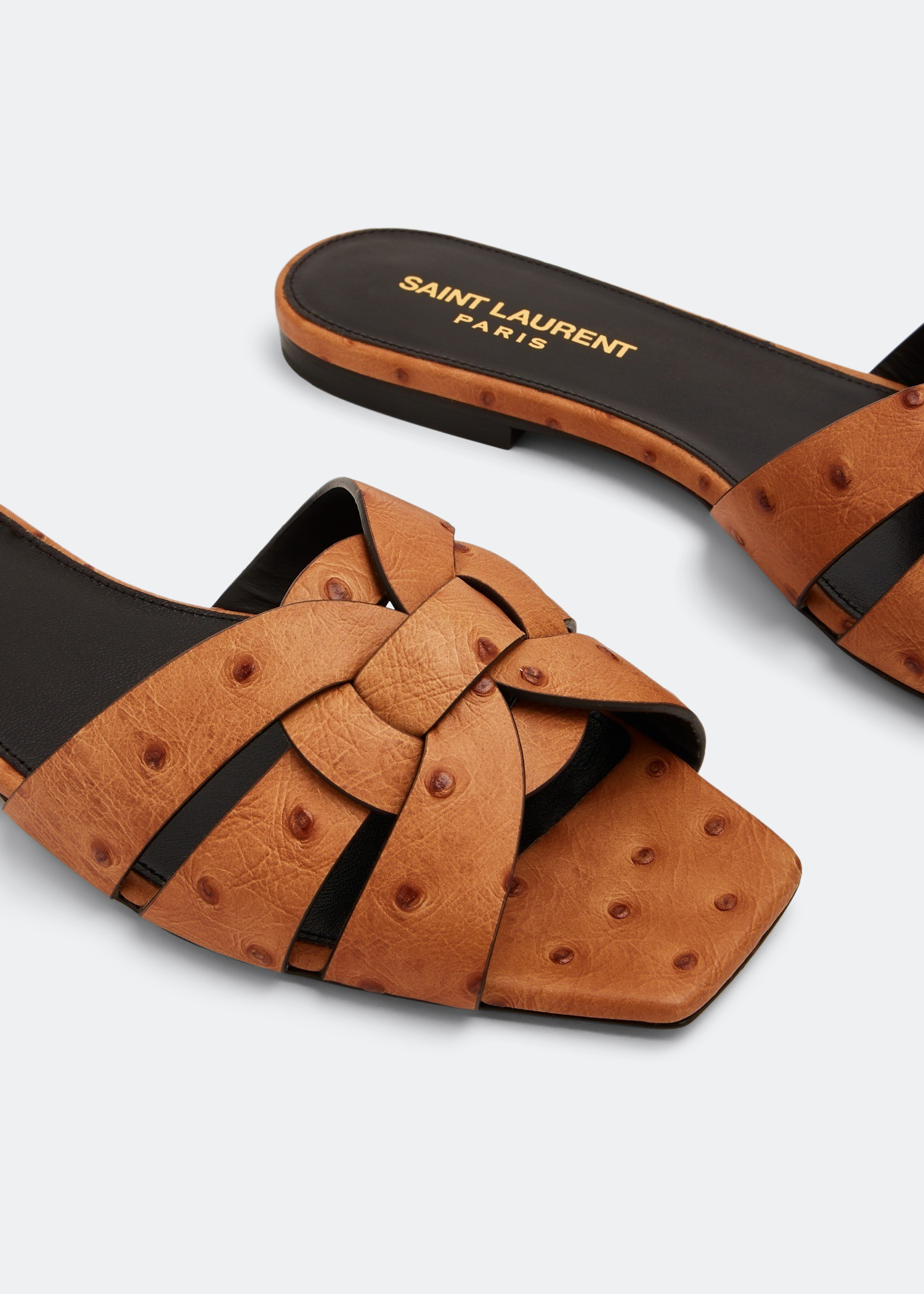 Tribute leather flat sandals, Brown