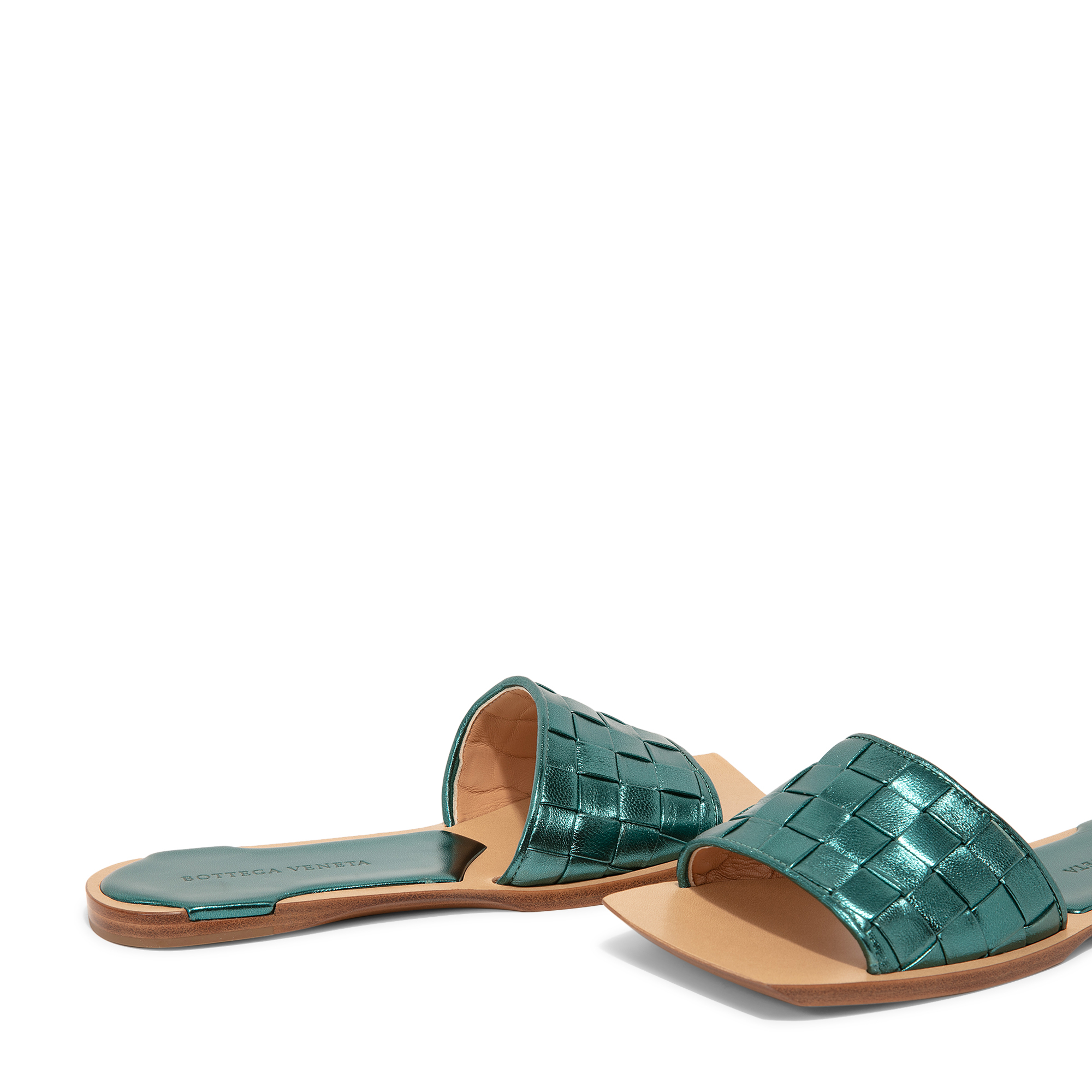 Square-toe sandals, Metallic