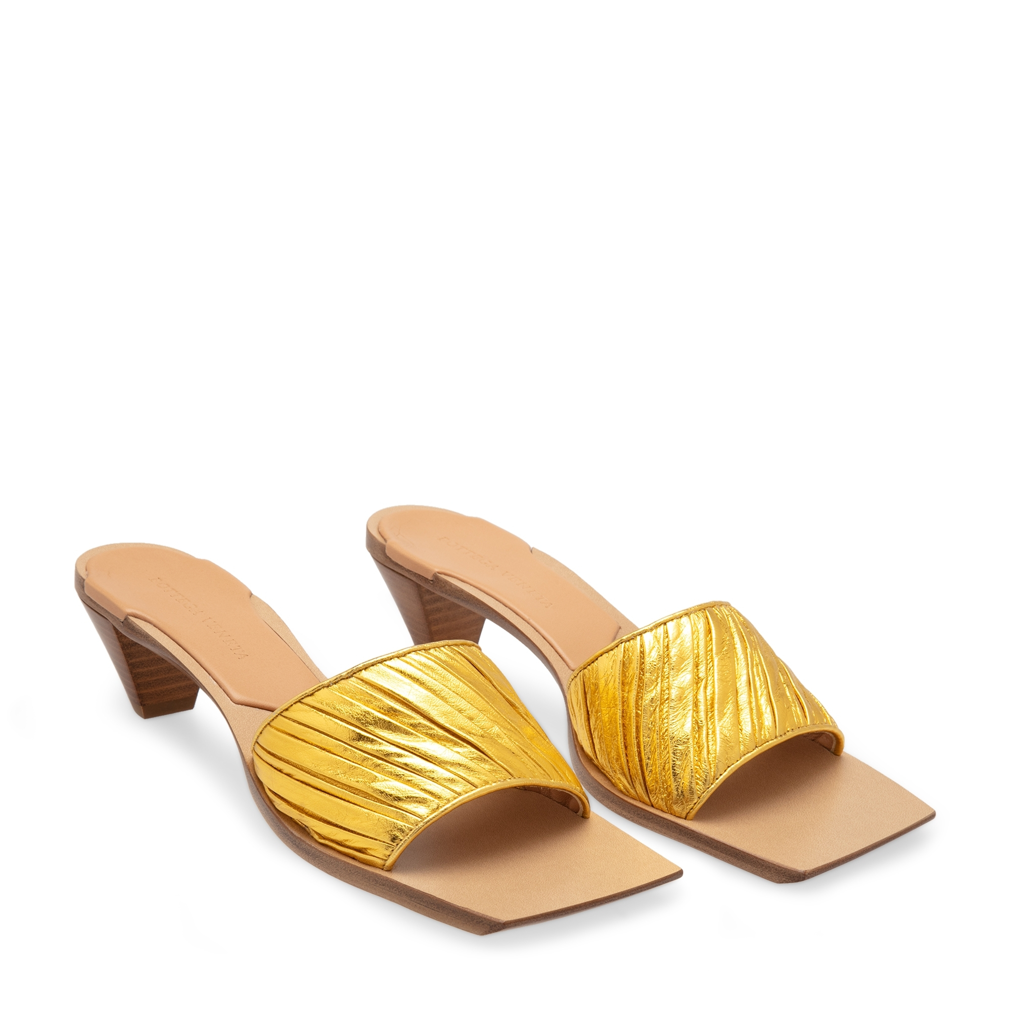 Square-toe mules, Gold