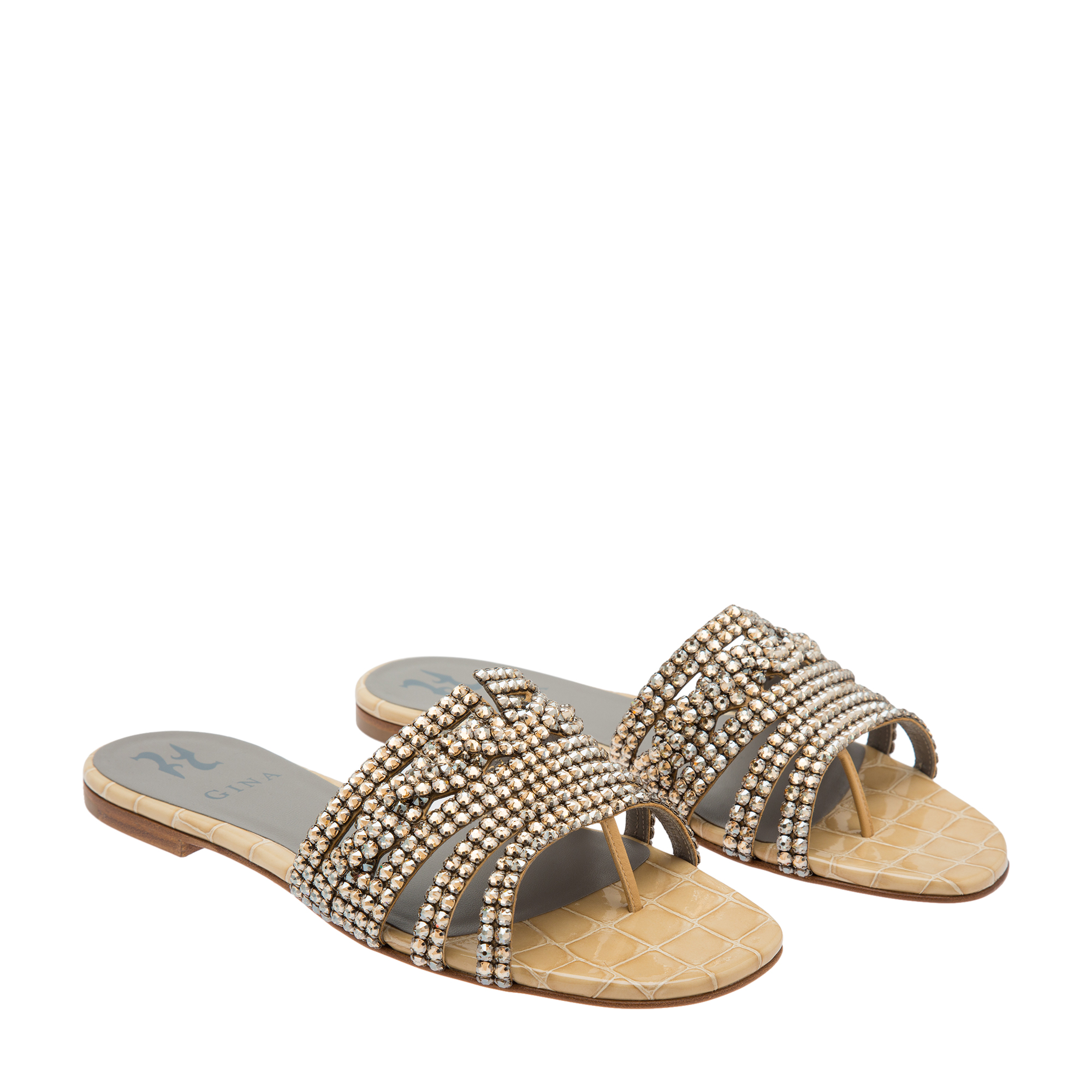 Crystal-embellished sandals, Gold