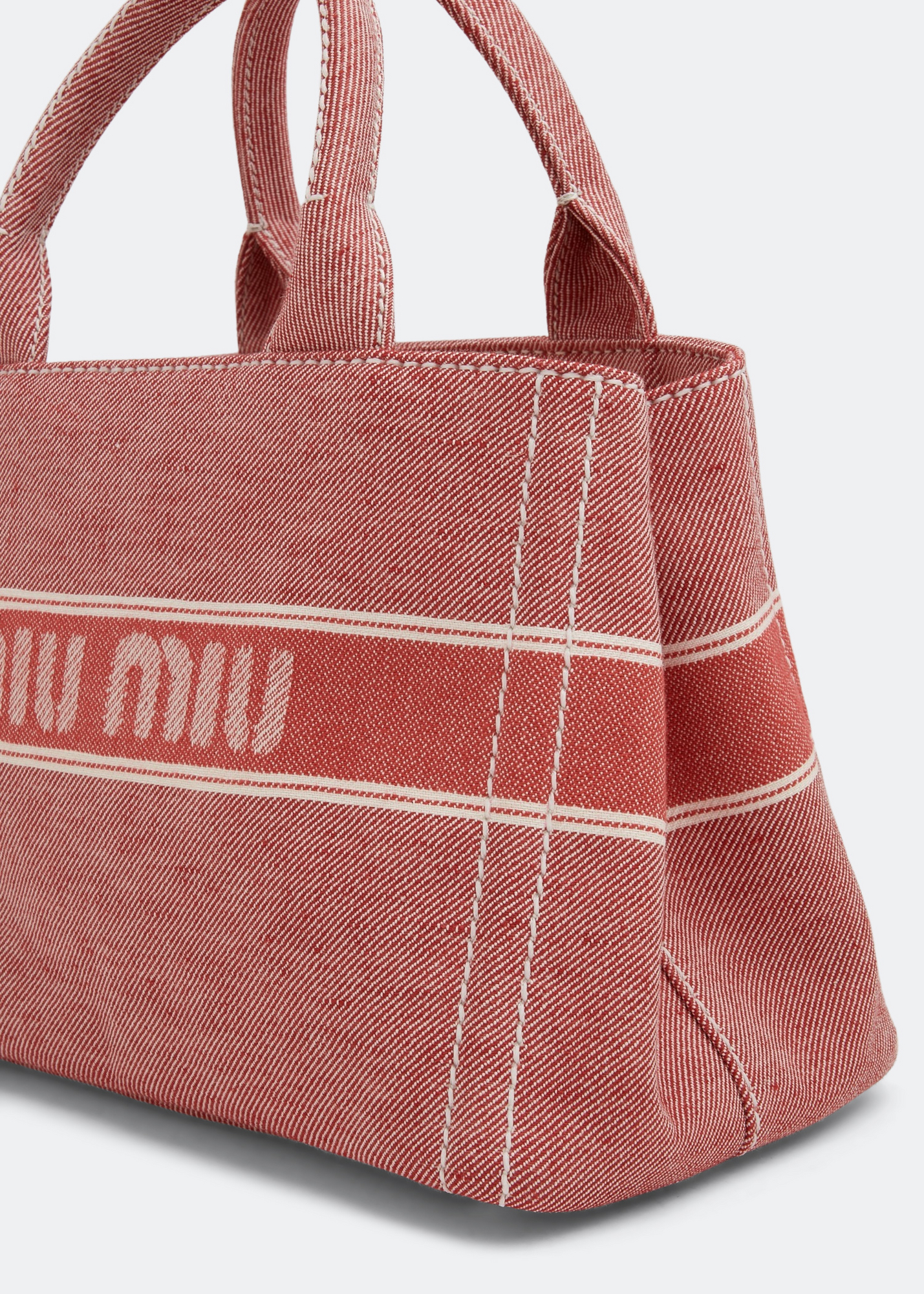 Denim logo tote bag, Red