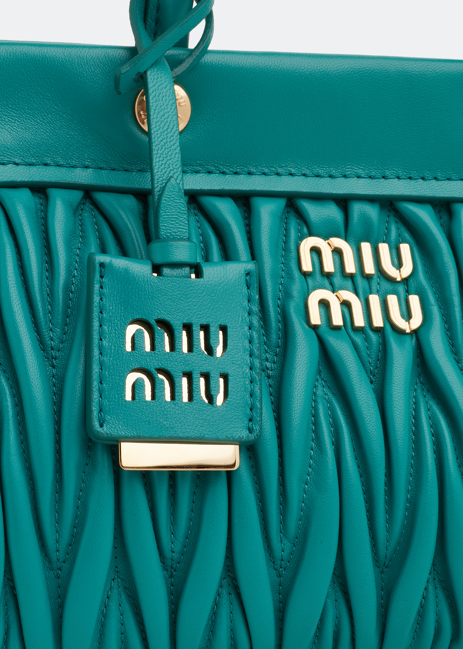 Matelassé leather bag, Green