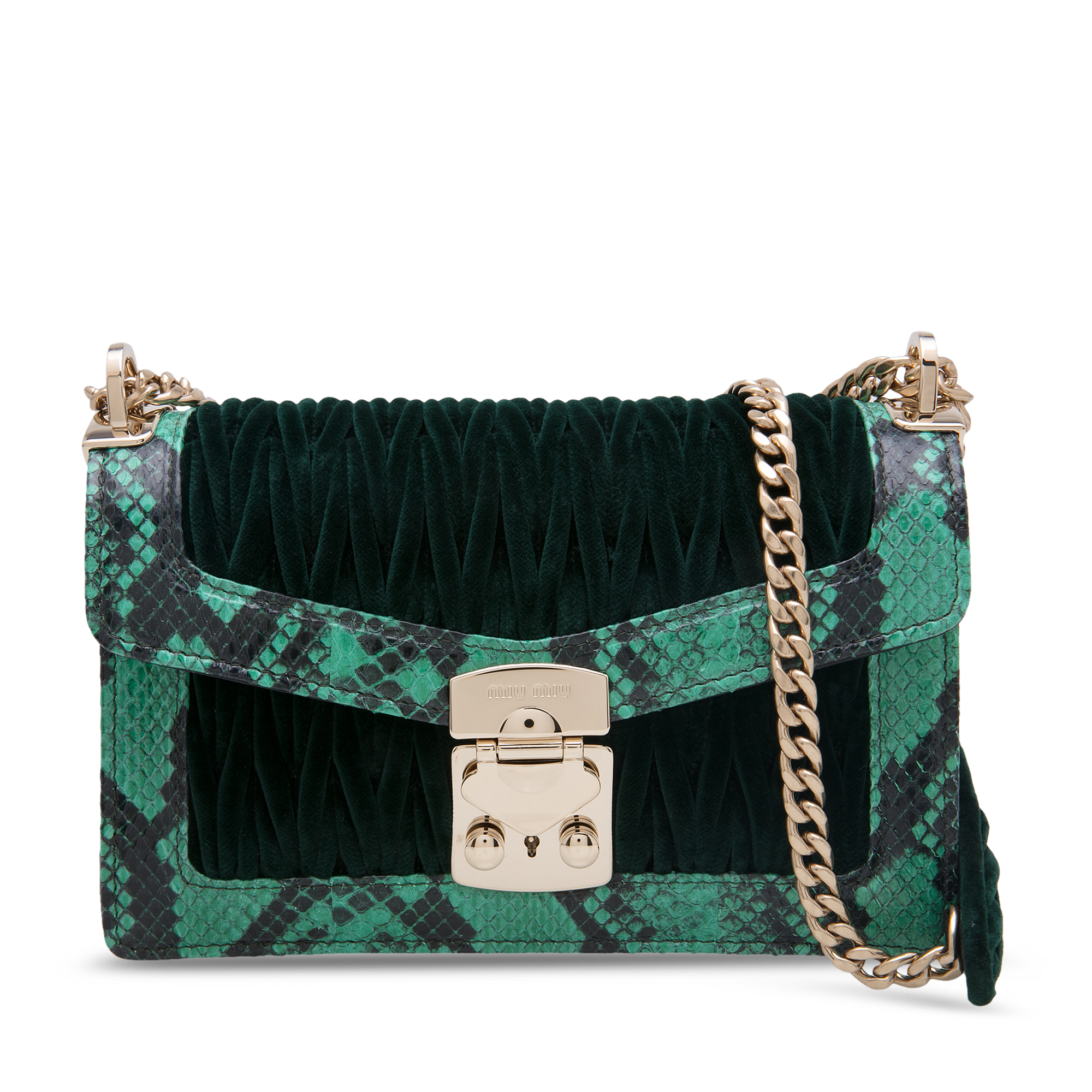 Miu Confidential leather shoulder bag, Green