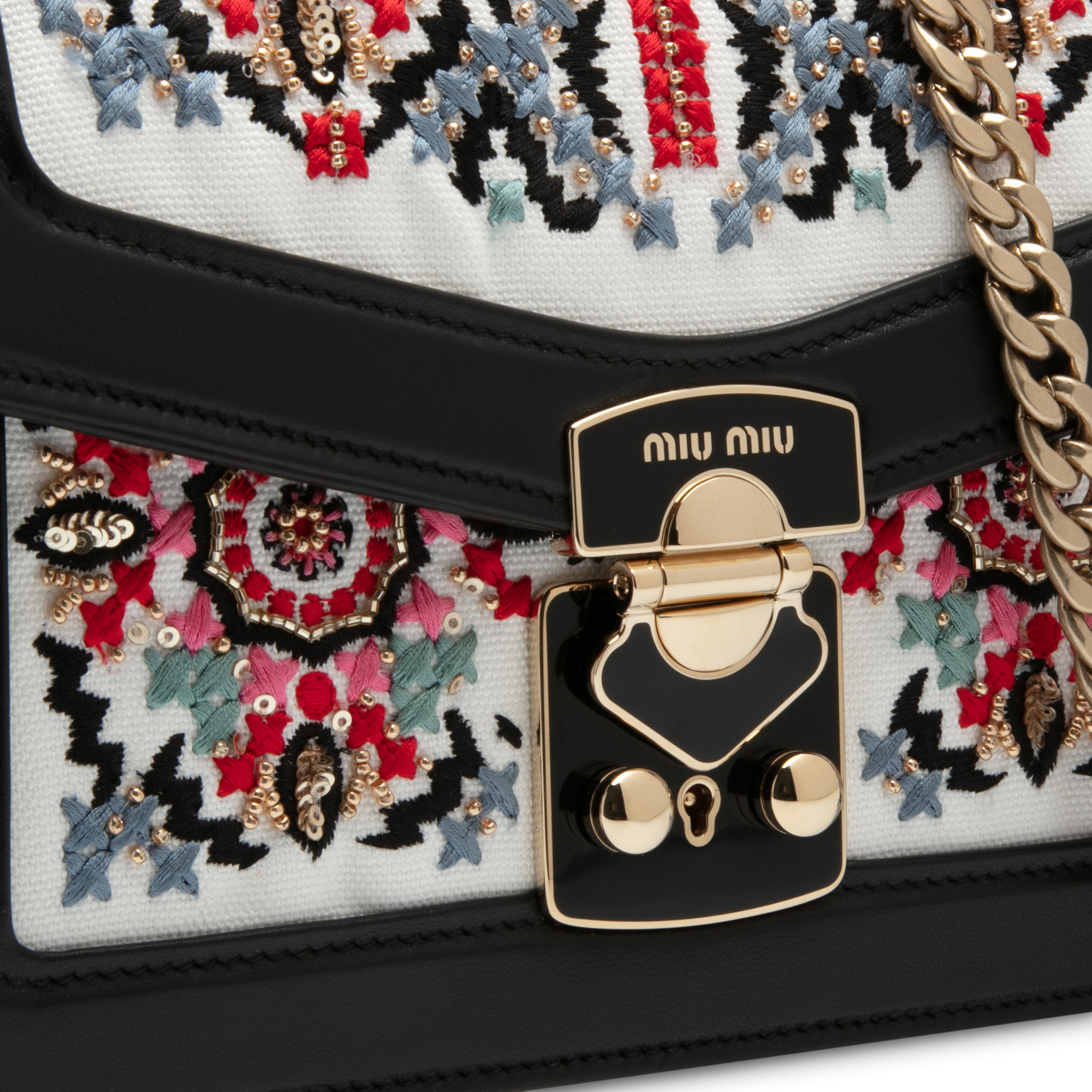 Miu Confidential leather shoulder bag, Multi-coloured