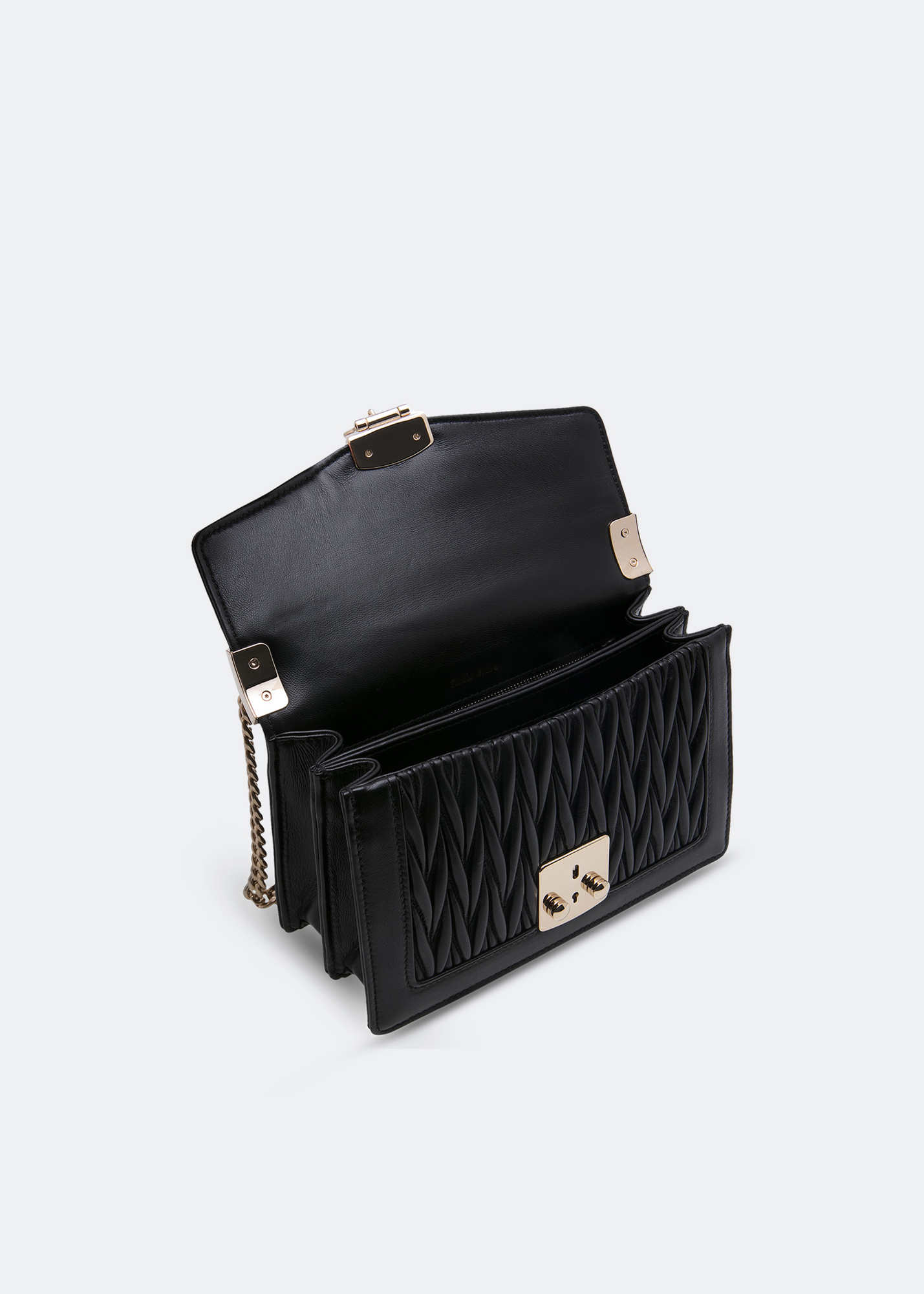 Miu Confidential leather shoulder bag, Black