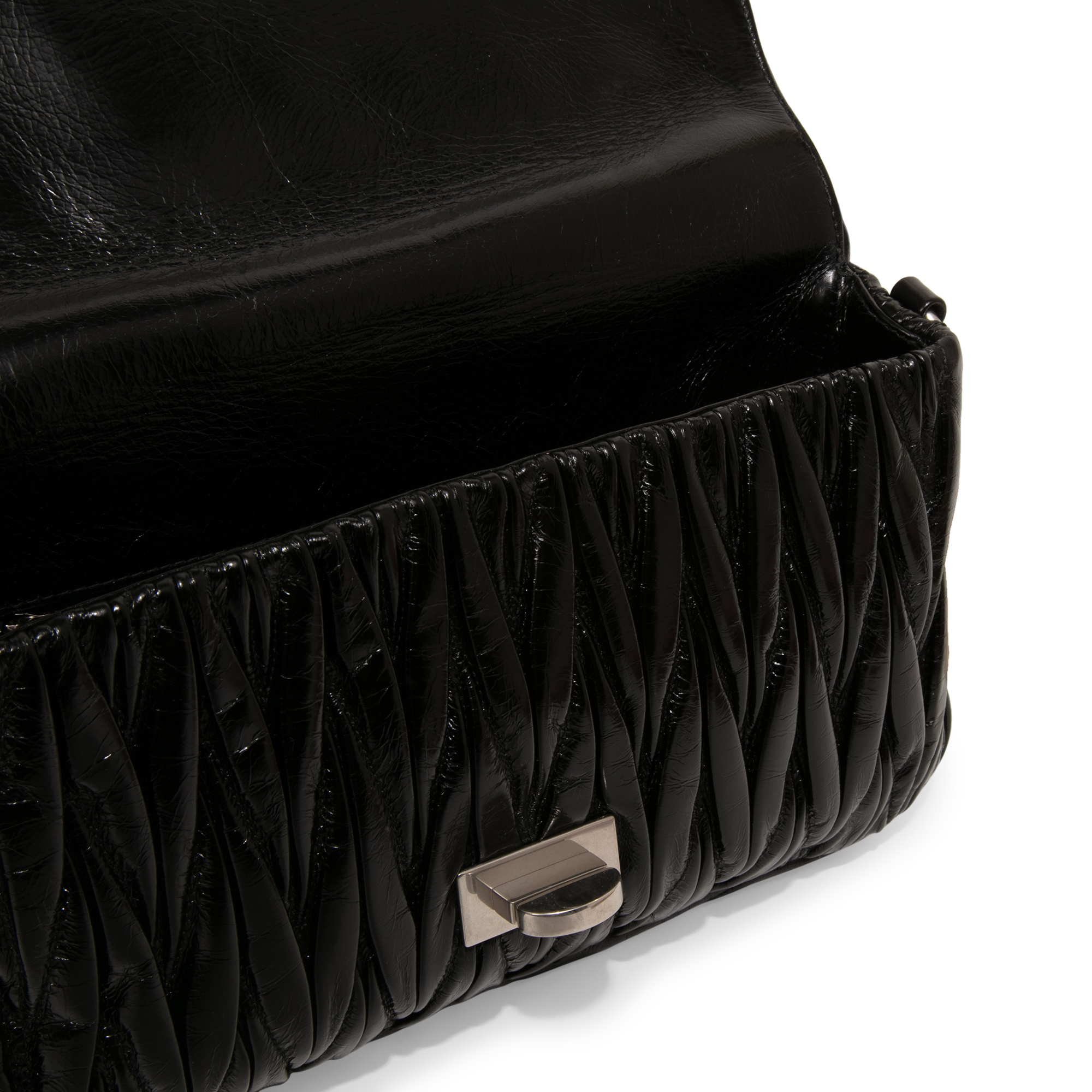 Matelassé leather shoulder bag, Black