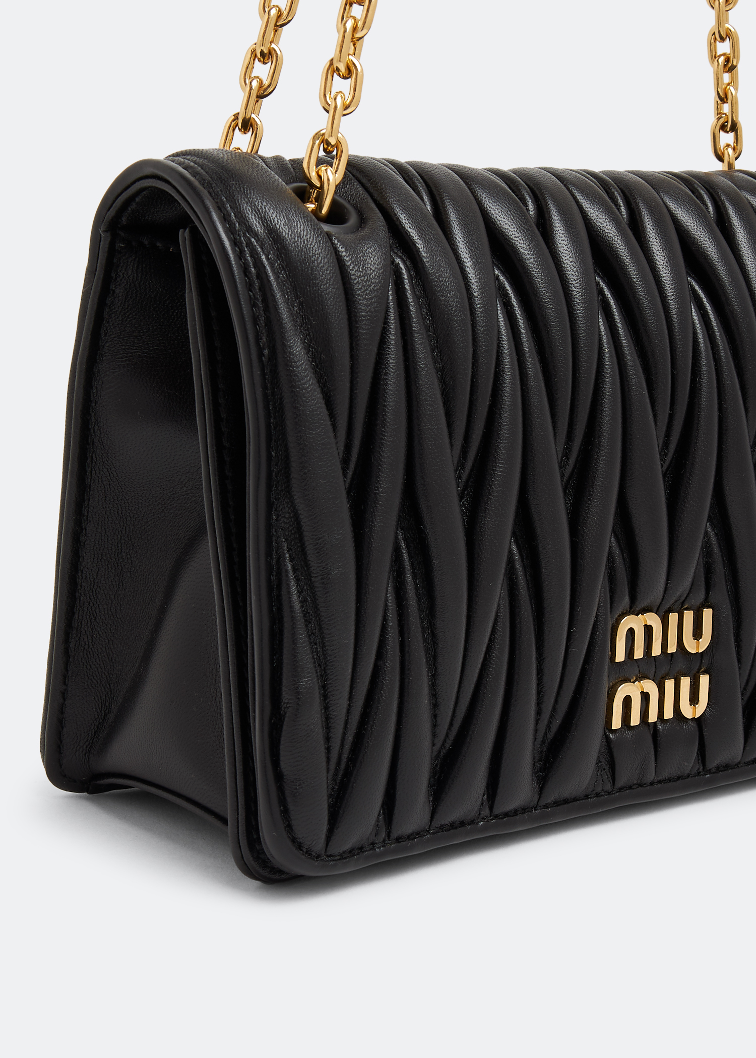 Matelassé nappa leather bag, Black