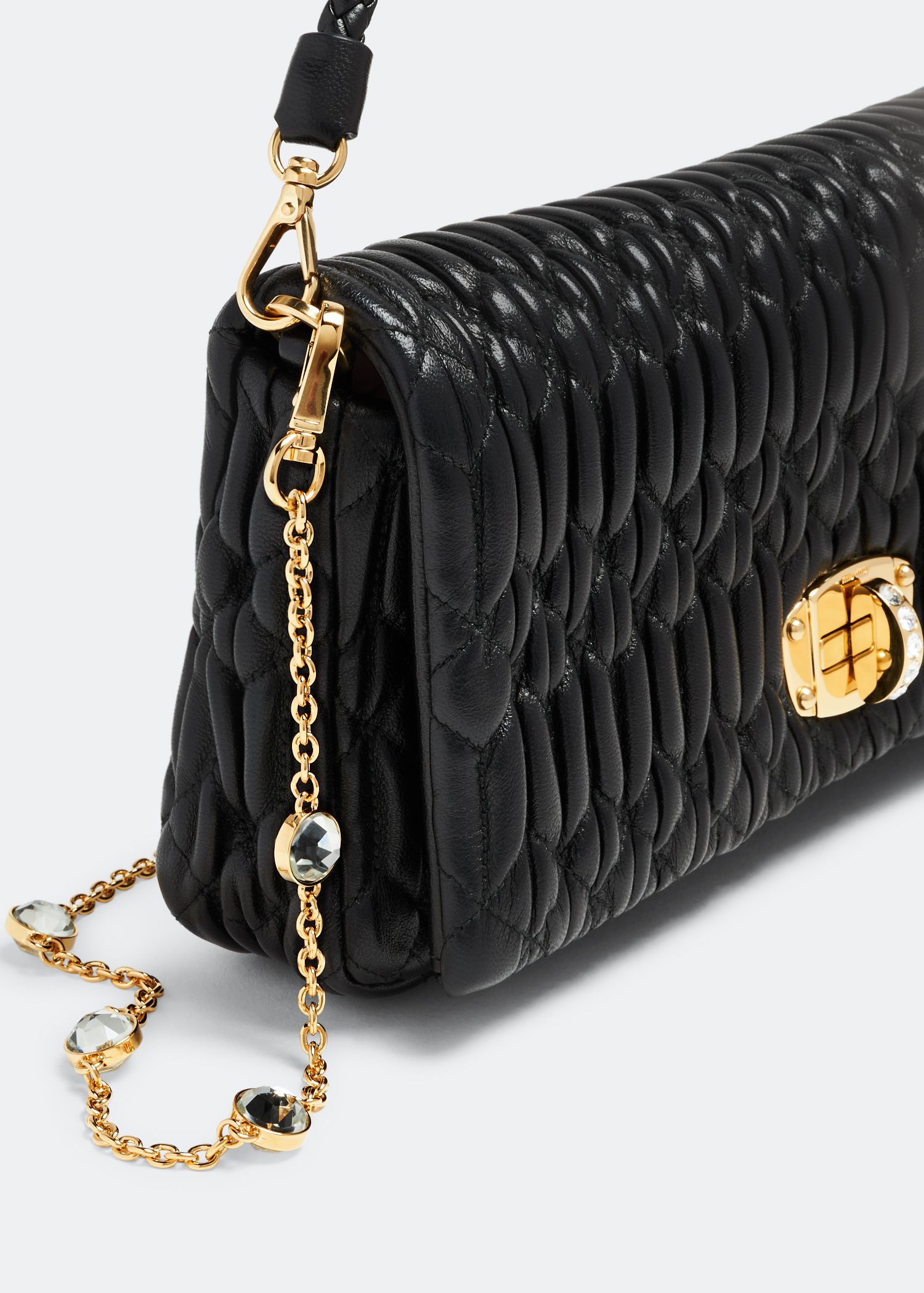 Iconic Crystal Cloqué bag, Black