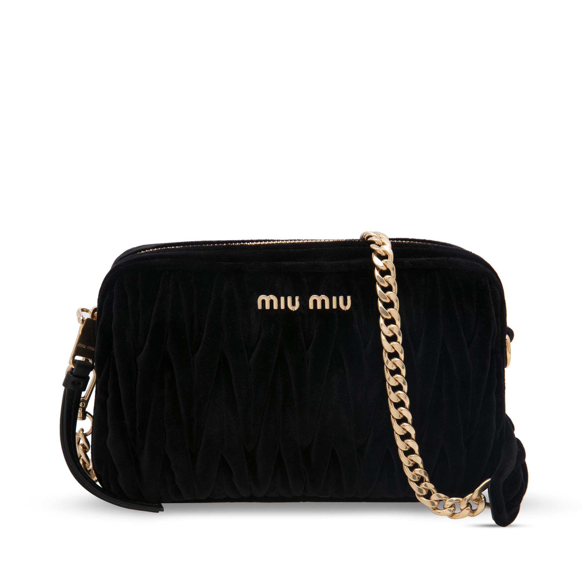 Matelassé leather top-handle bag, Black