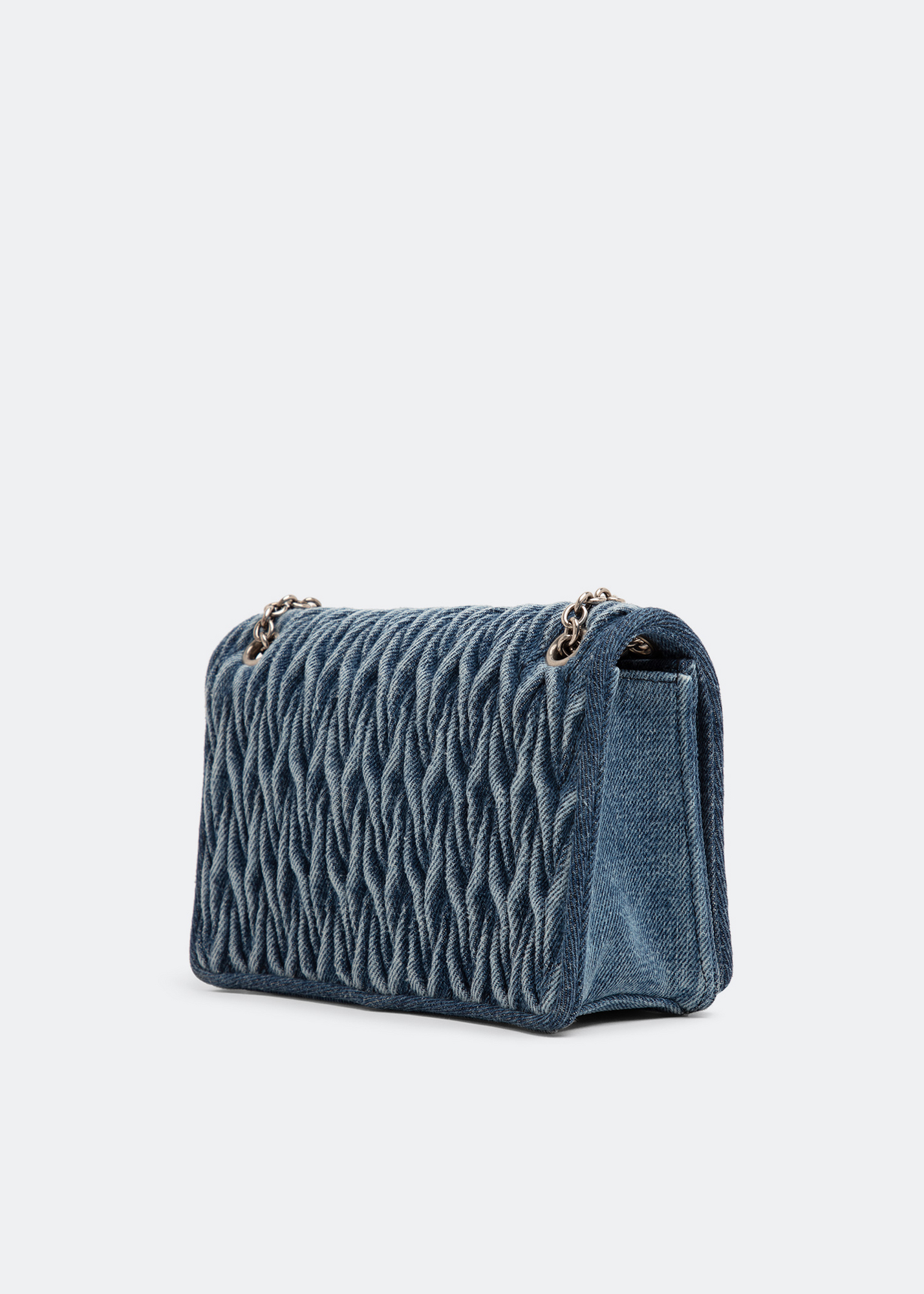 Matelassé denim shoulder bag, Blue